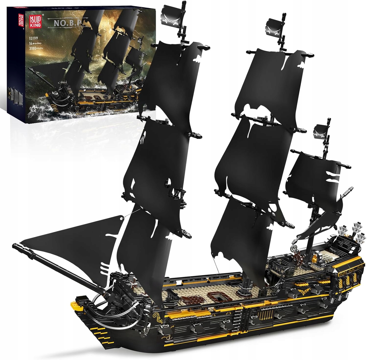 Klocki Mould King 13199 Statek Piracki Czarna Perła Black Pearl 3180 El.