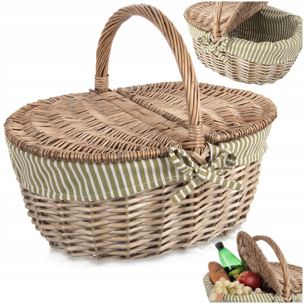 Plážový turistický proutěný Piknikový košík pro přenášení potravin