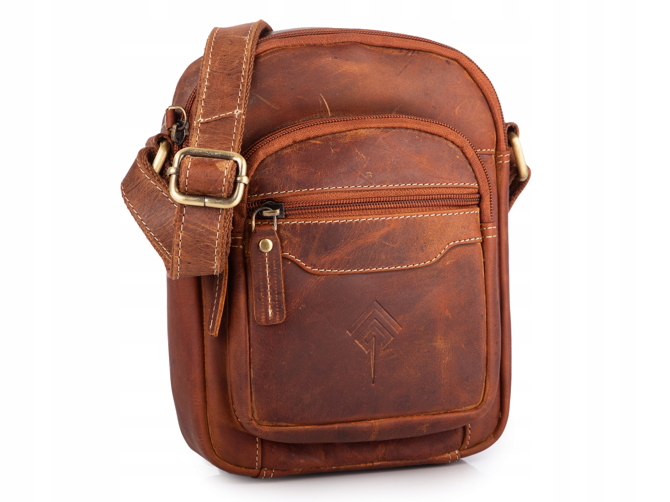 Kožená pánská taška přes rameno hnědá vintage z přírodní kůže, malá