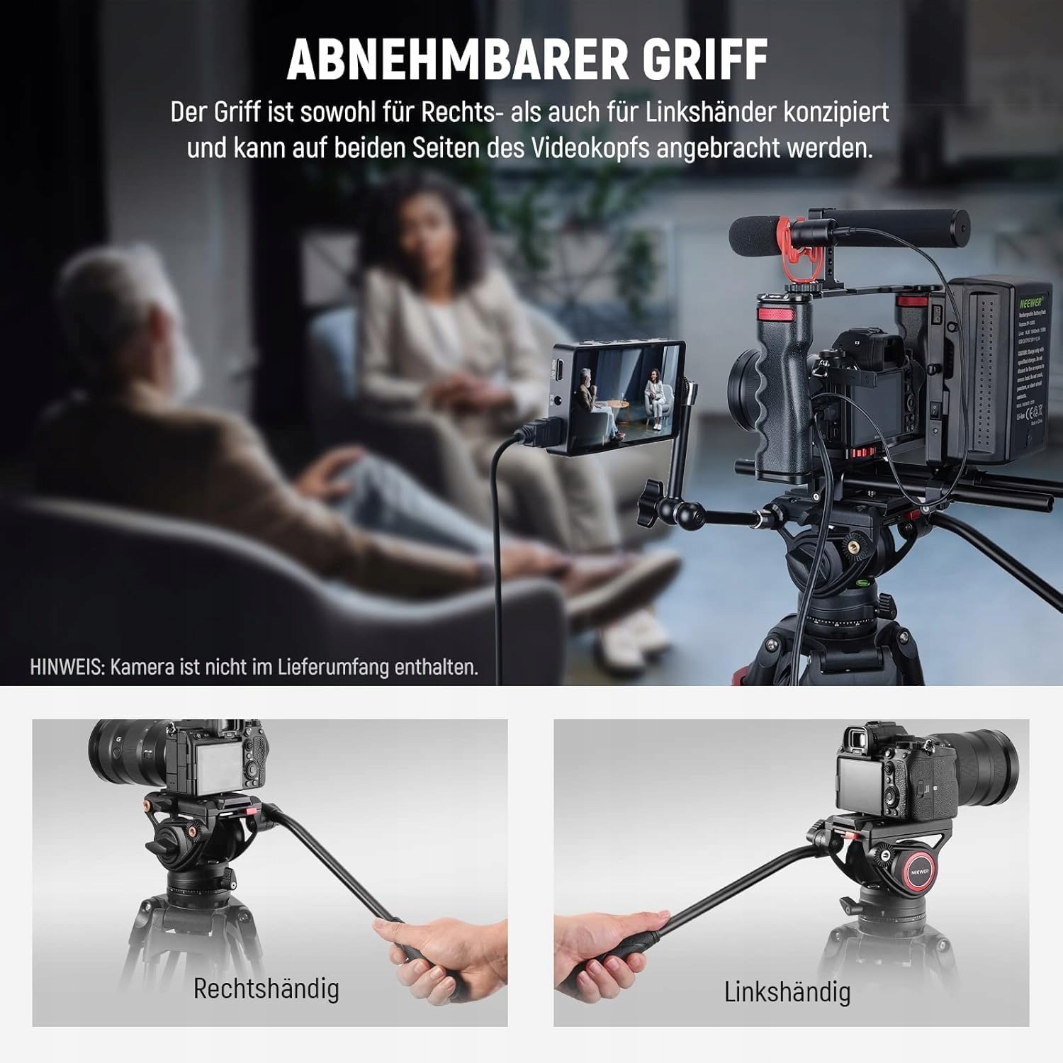 NEEWER Profesjonalny Statyw Wideo 188cm z Głowicą Płynową do DSLR i Gimbali — miniatura 6