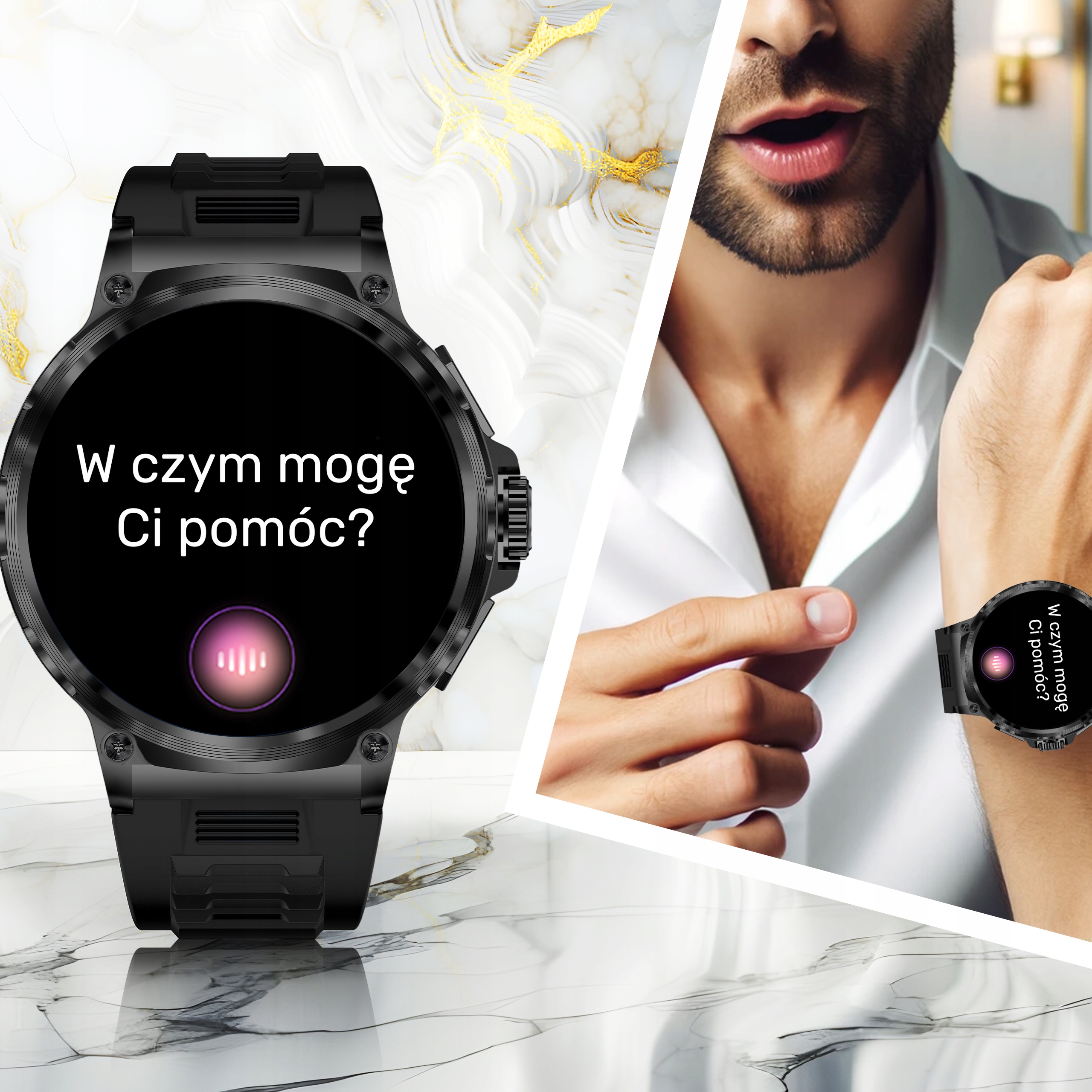 SMARTWATCH ZEGAREK MĘSKI MENU ROZMOWY POLSKIE SPORT PULS WATCH 710 mAh PL Komunikacja Bluetooth