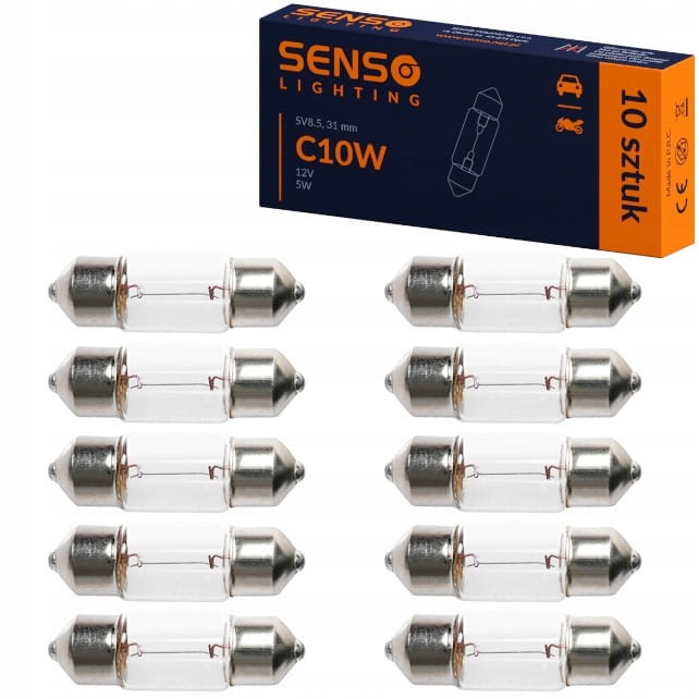 Żarówka Senso C10W 12V 10W 31mm SV8.5 Rurka Rurkowa x10sztuk