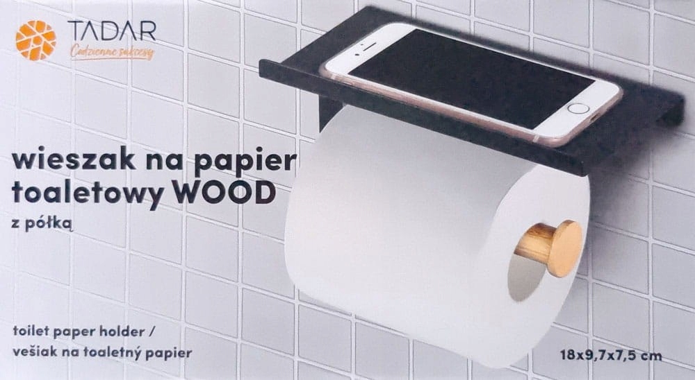 UCHWYT NA PAPIER TOALETOWY Z PÓŁKĄ TADAR TD-4981 CZARNY Marka Tadar