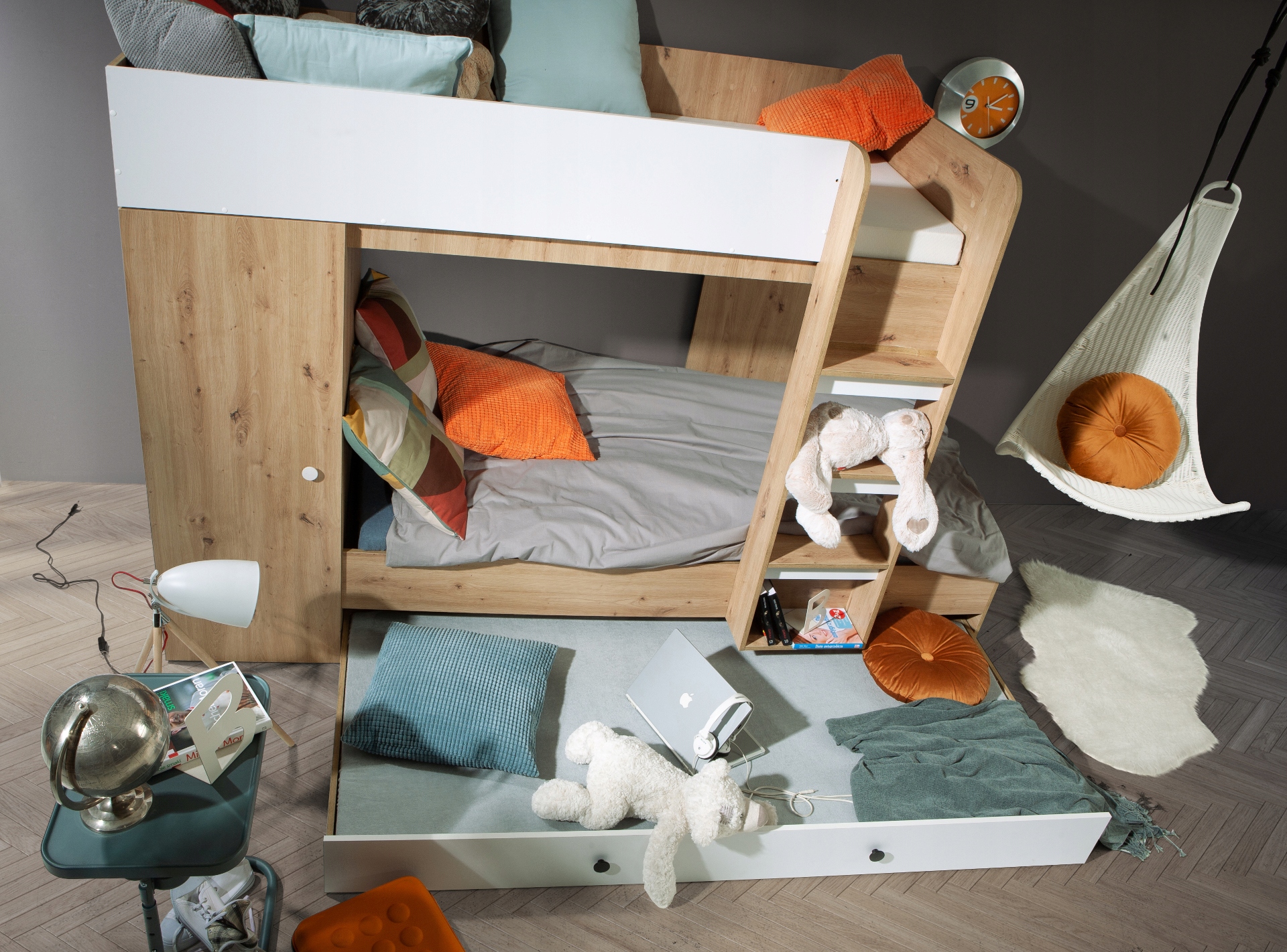 Łóżko piętrowe antresola SMART 2 z drabinką Wysokość mebla 165 cm