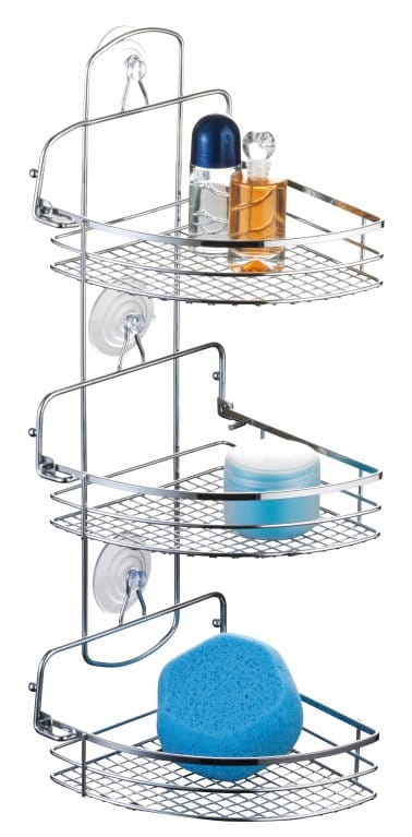 

Regał łazienkowy ścienny narożny 3 półki składane