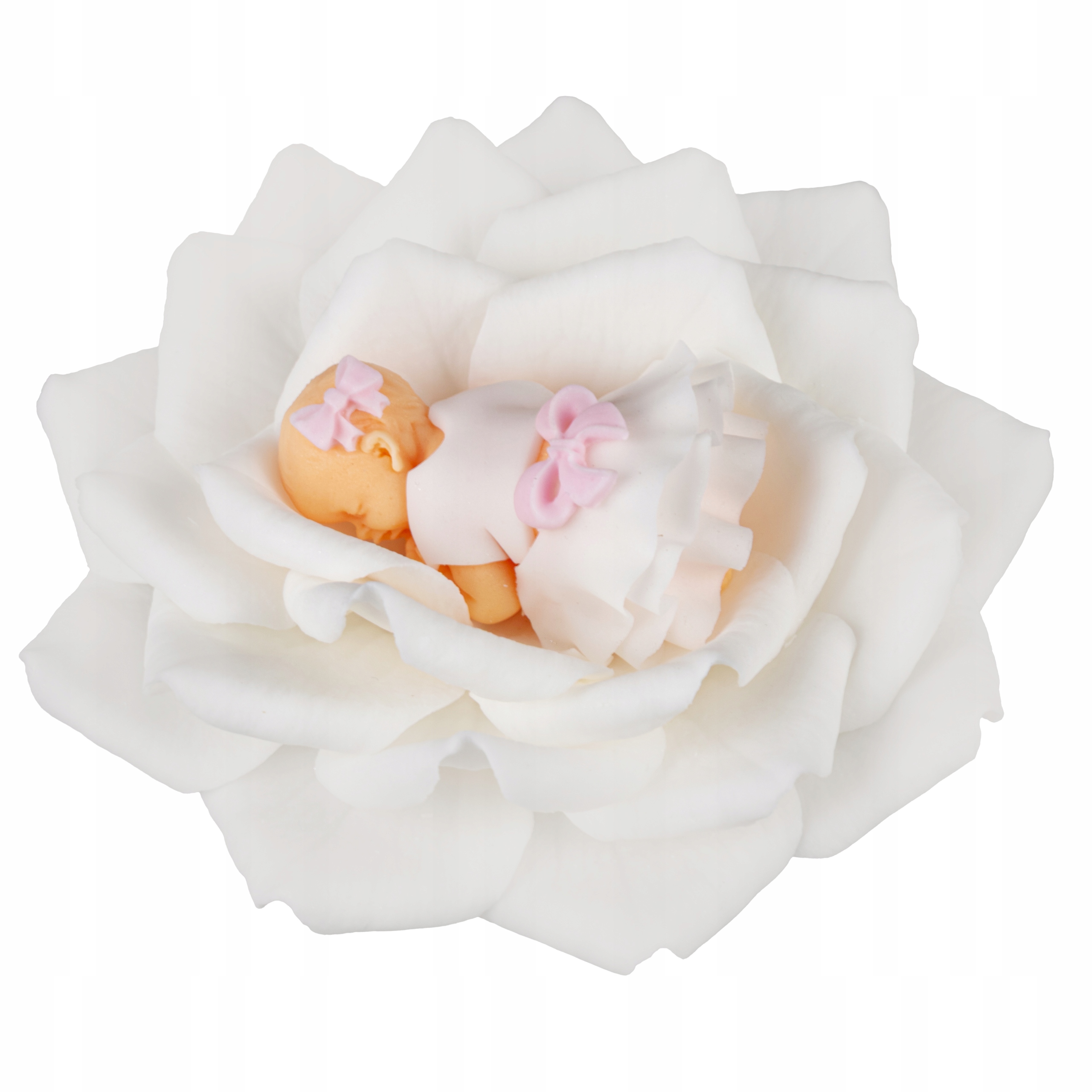 Levně Cukrová Dekorace Miminko Na Dort Ozdoba Křest Miminko Na Okvětních Lístcích Růže