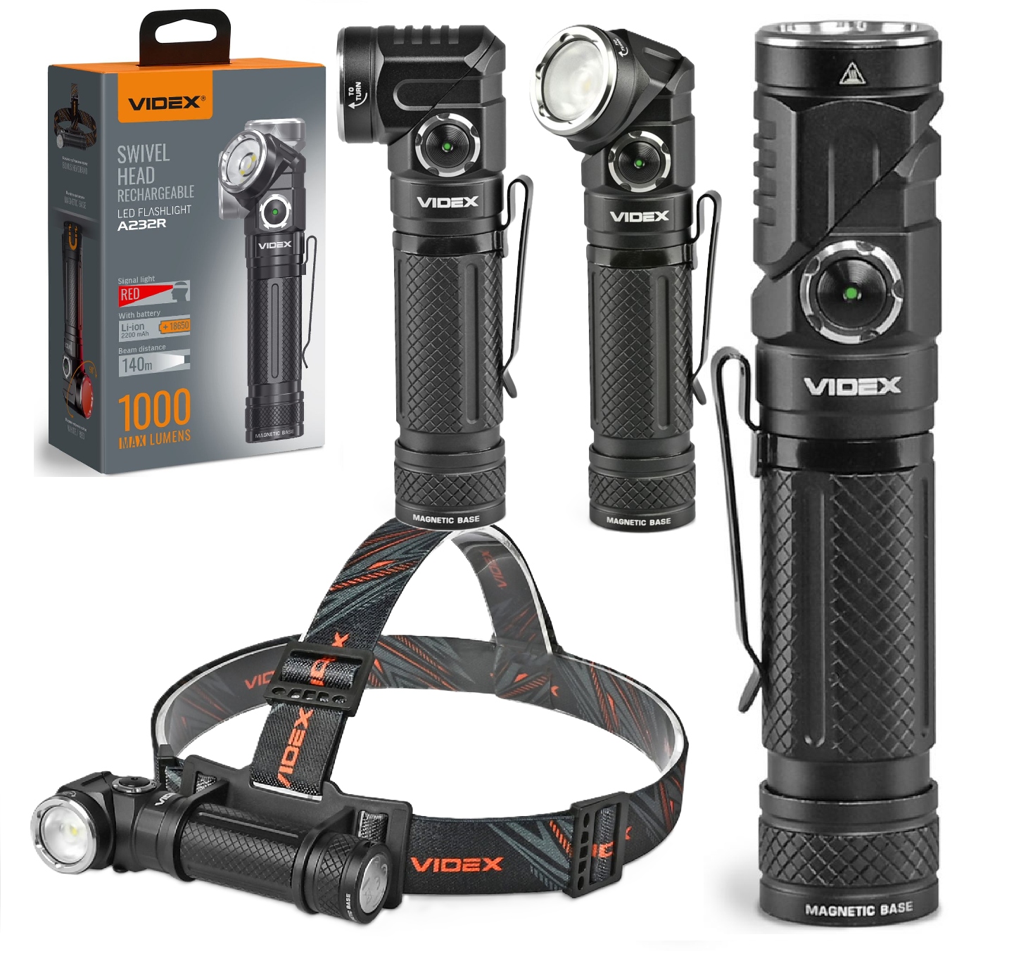 Latarka Taktyczna Led Czołowa Mocna Czołówka Videx 1200lm Ręczna Wojskowa