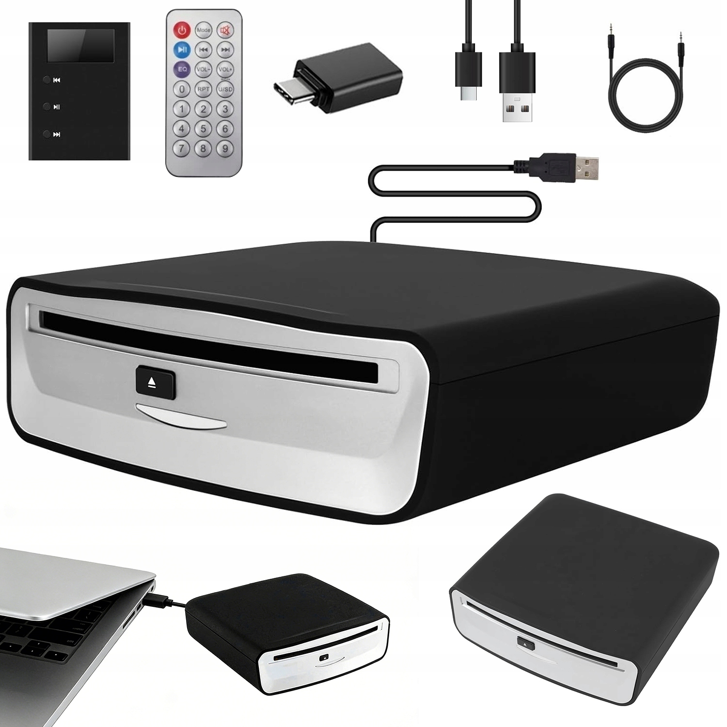 Univerzálny Prenosný Externý CD Prehrávač Do Auta Na Aux/usb