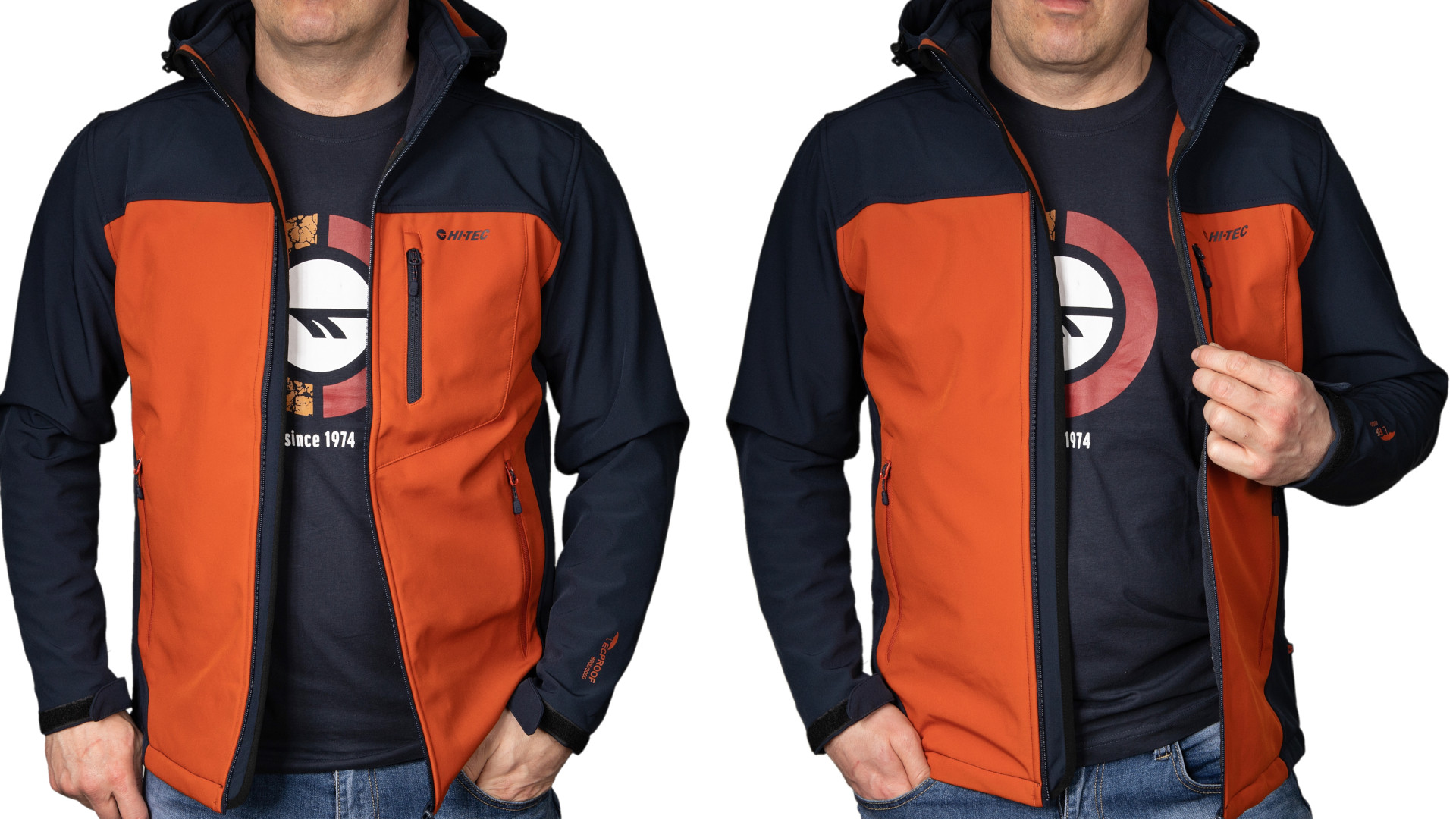 

Softshell Męski Hi-tec kurtka z kapturem orange L