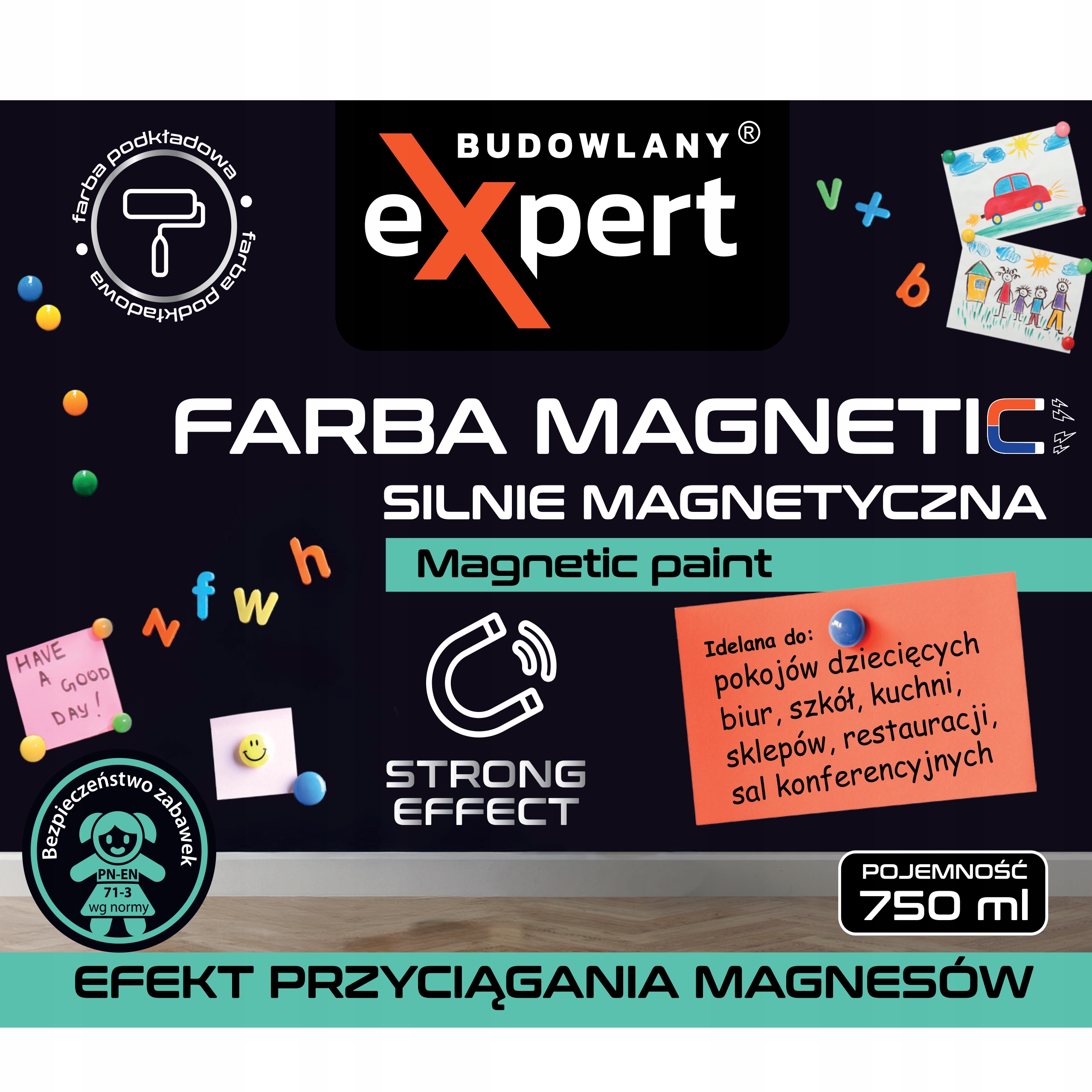 Barva barva na magnety, tabulová, šedá, 750 ml