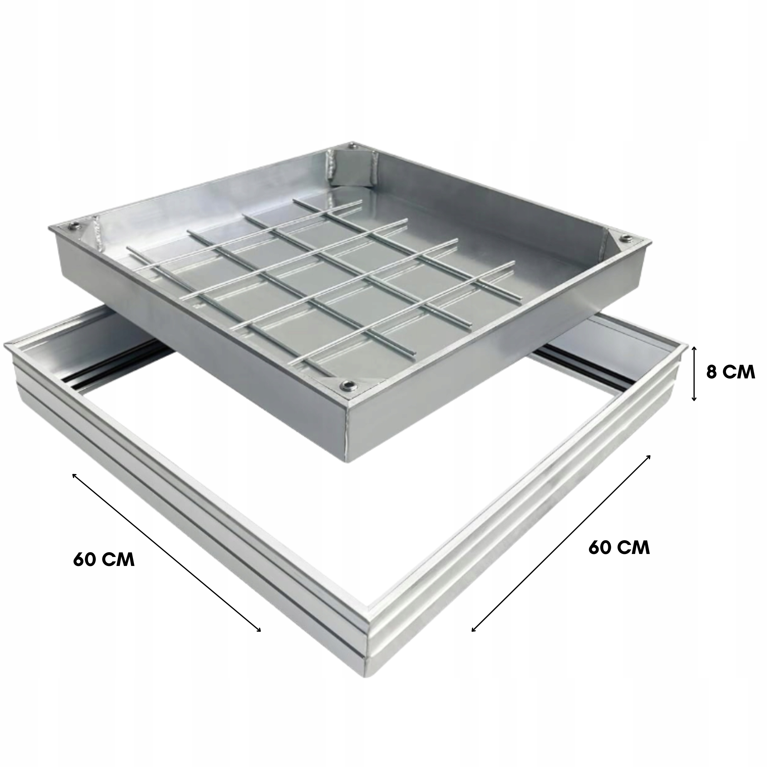 Hliníkový revizní poklop pro dlažební kostky 60 x 60 cm x 8 cm Premium 6 Ton