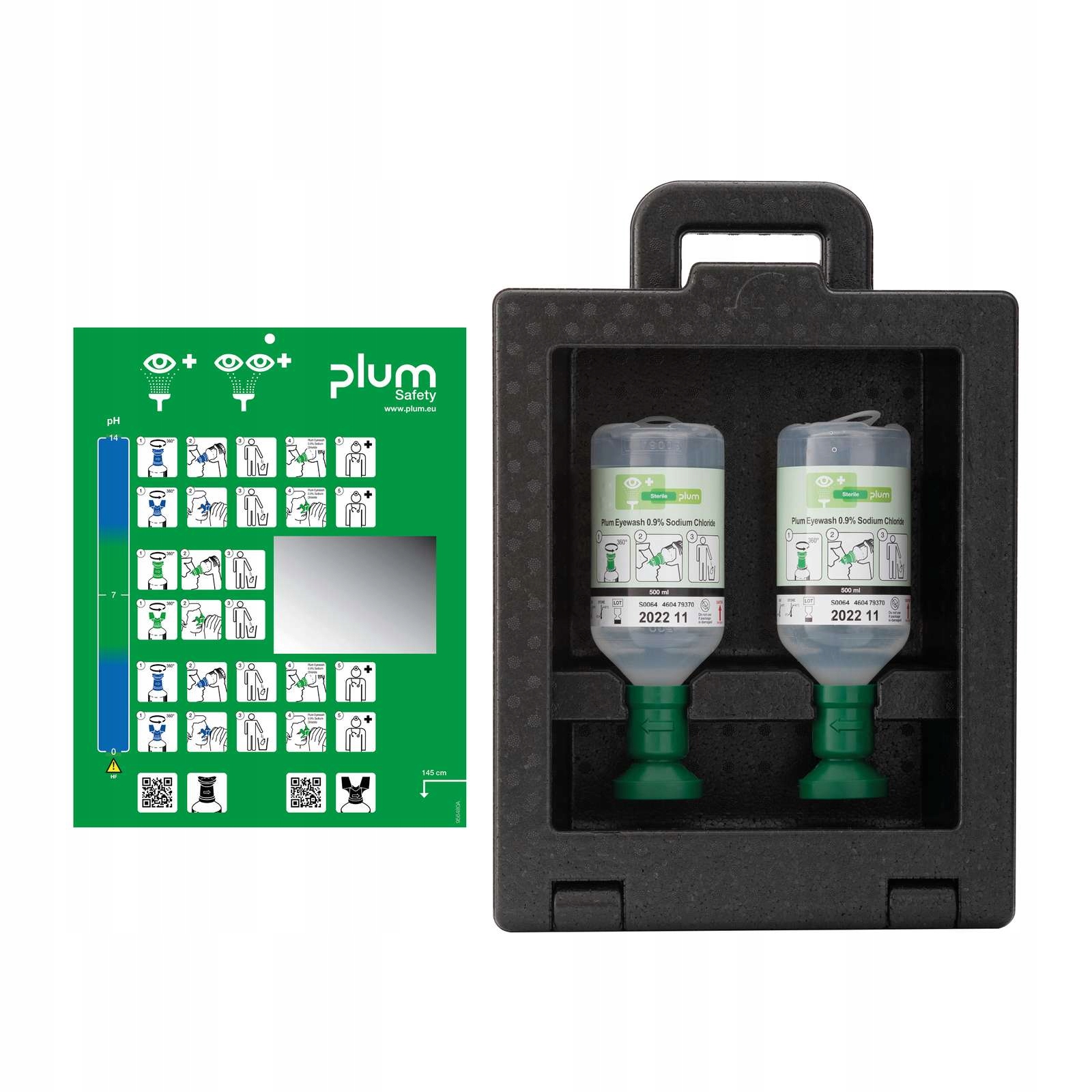 

Zestaw naścienny płuczki do oczu Plum 2 x 500 ml