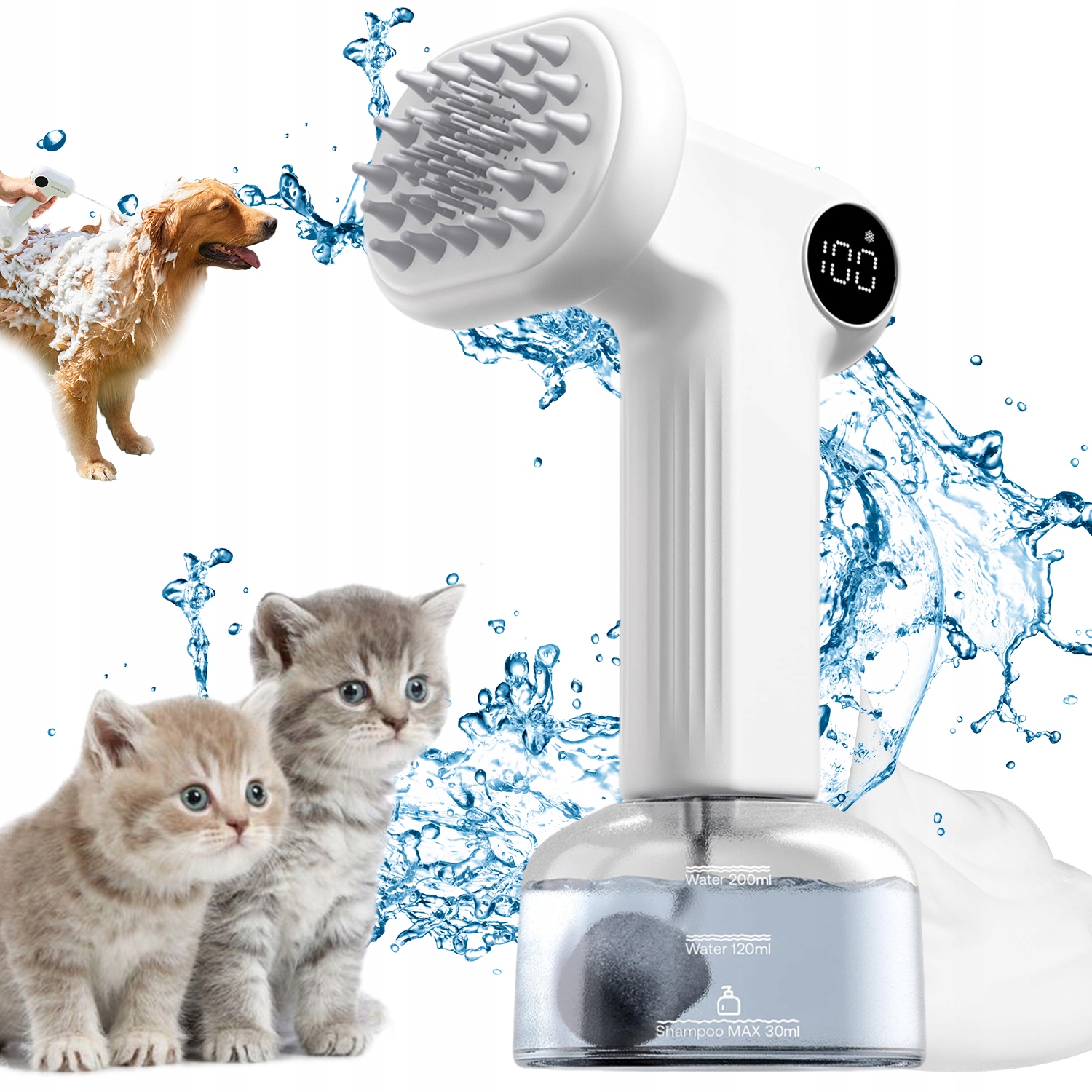 Levně Generátor Pěny Pro Mytí Psa S Pěnovými Režimy A Masážním Kartáčem