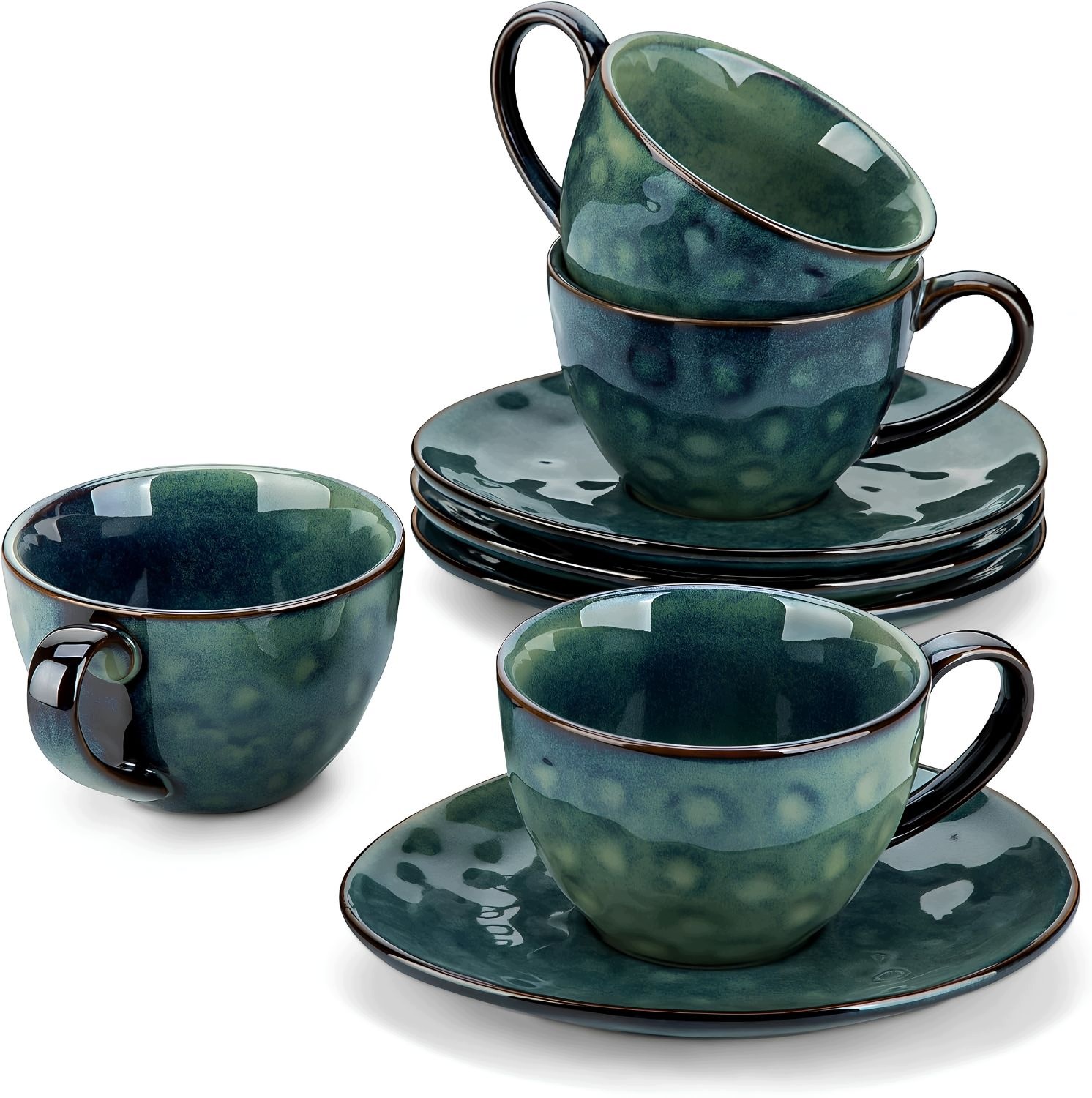 Hrnky Na Kávu S Podšálky 270 ML – 4 Ks Kamenina Vintage