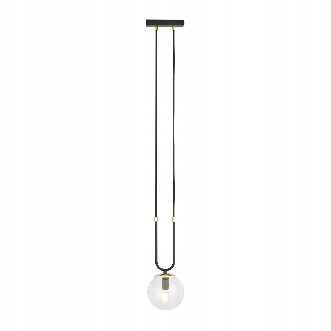 Závěsná lampa černá zlatá skleněná koule do jídelny nad pultem 1 Glam Emibig