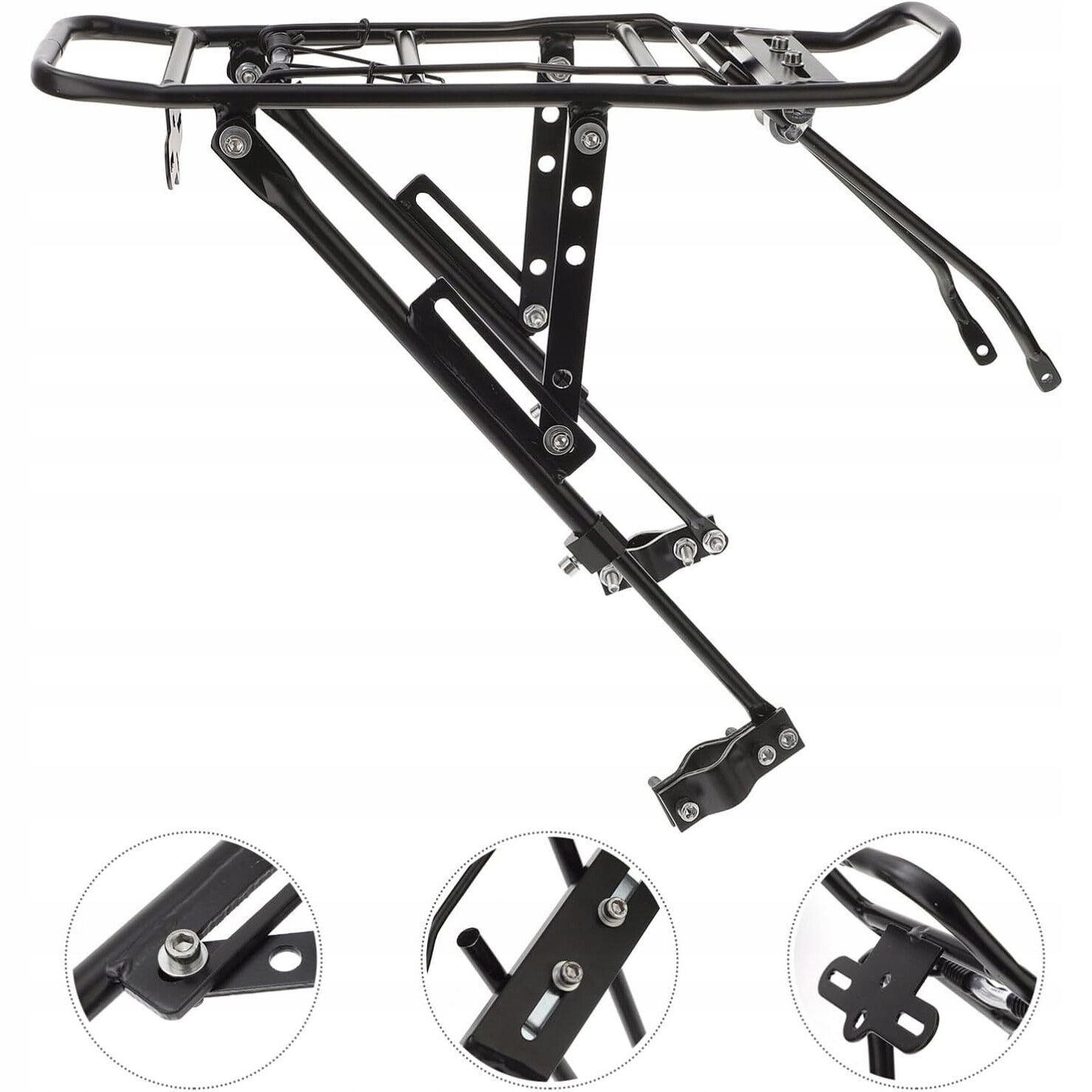 BAGAŻNIK ROWEROWY TOURING PASUJE DO ROWERÓW 24-29", Z BOCZNE RAMY OCHRONNE Długość 36 cm