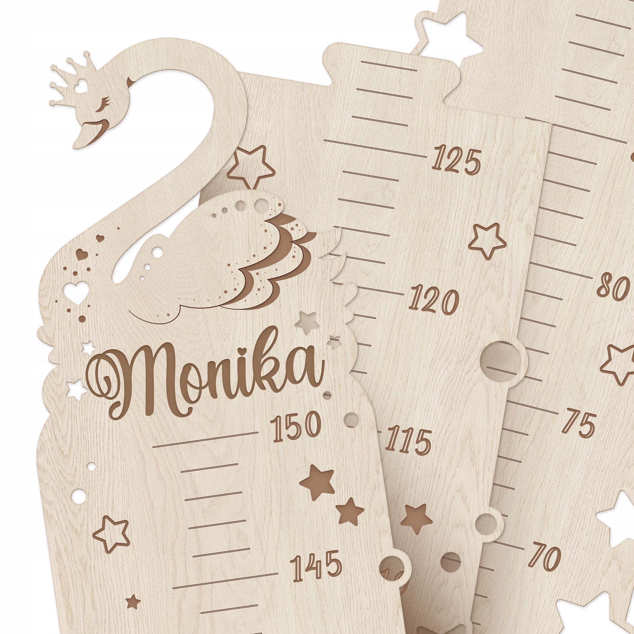 

Drewniana miarka Wzrostu na ścianę Imię Łabędź