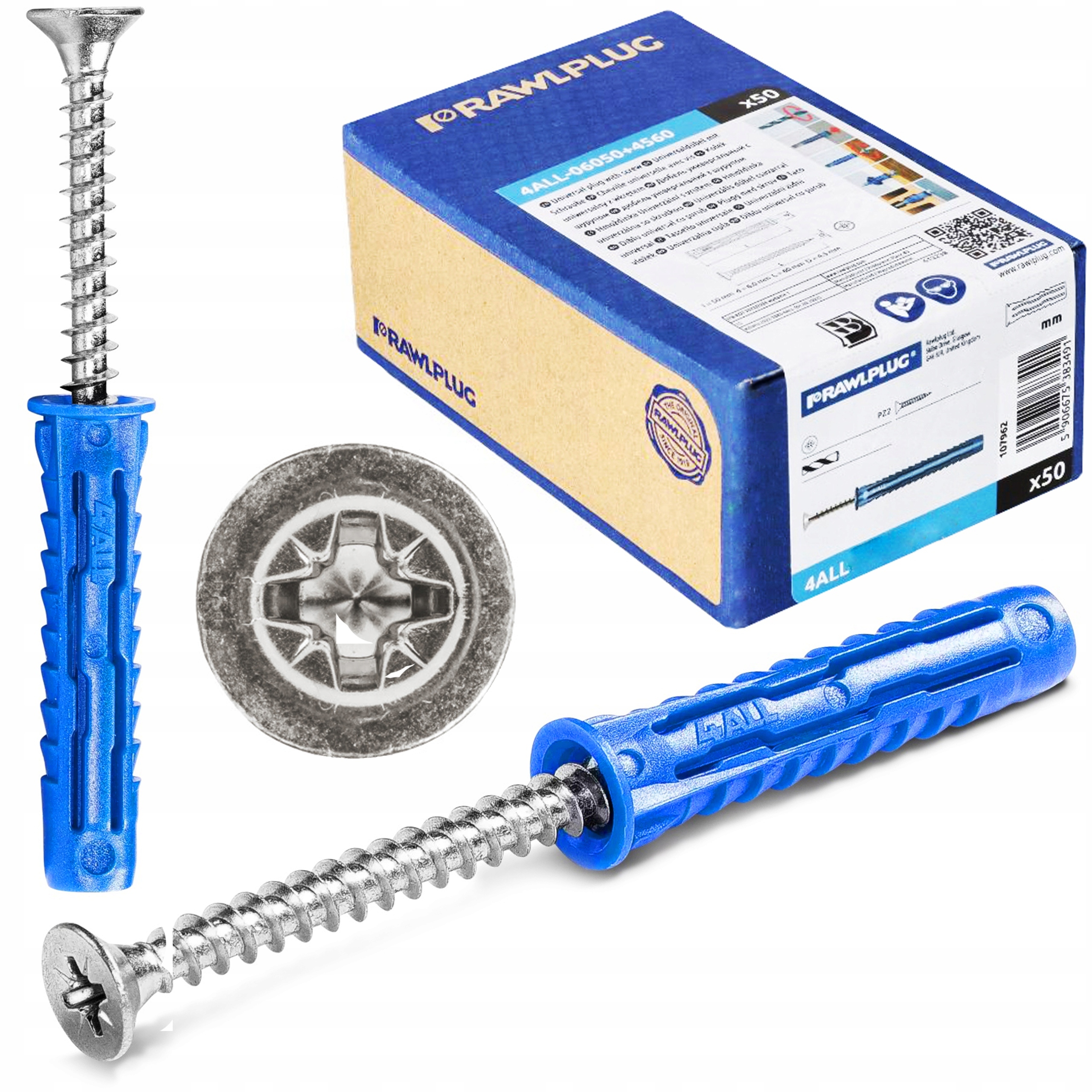 Kołki z wkrętami Rawlplug 4ALL-06050+4560 6x50 mm 50 sztuk-Zdjęcie-0