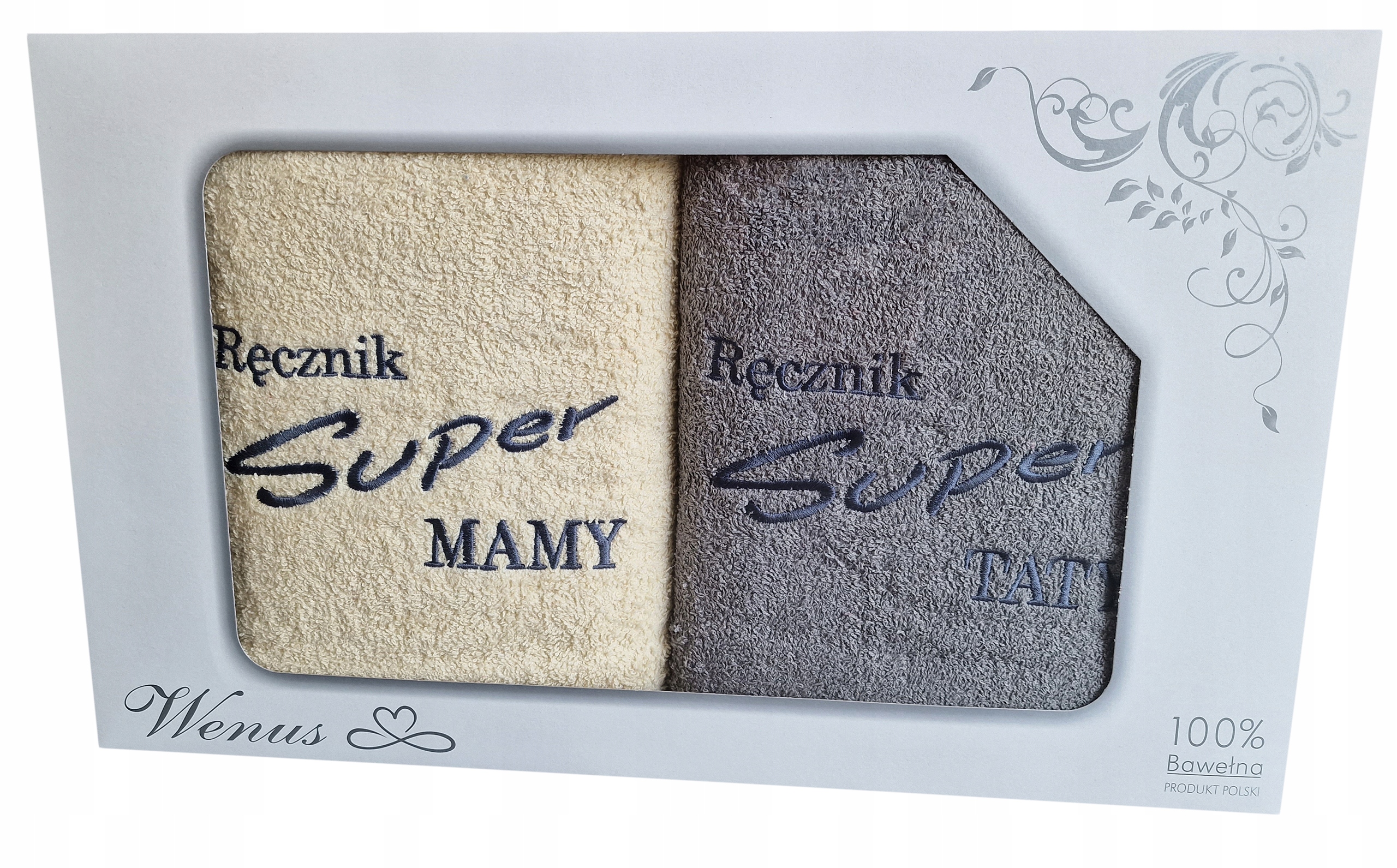 

Komplet ręczników Z Haftem 70x140 dla Mamy I Taty