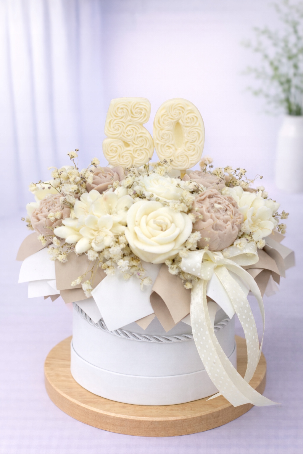 Dárek k narozeninám Candle flower box kytice svíček výročí svatby jmeniny