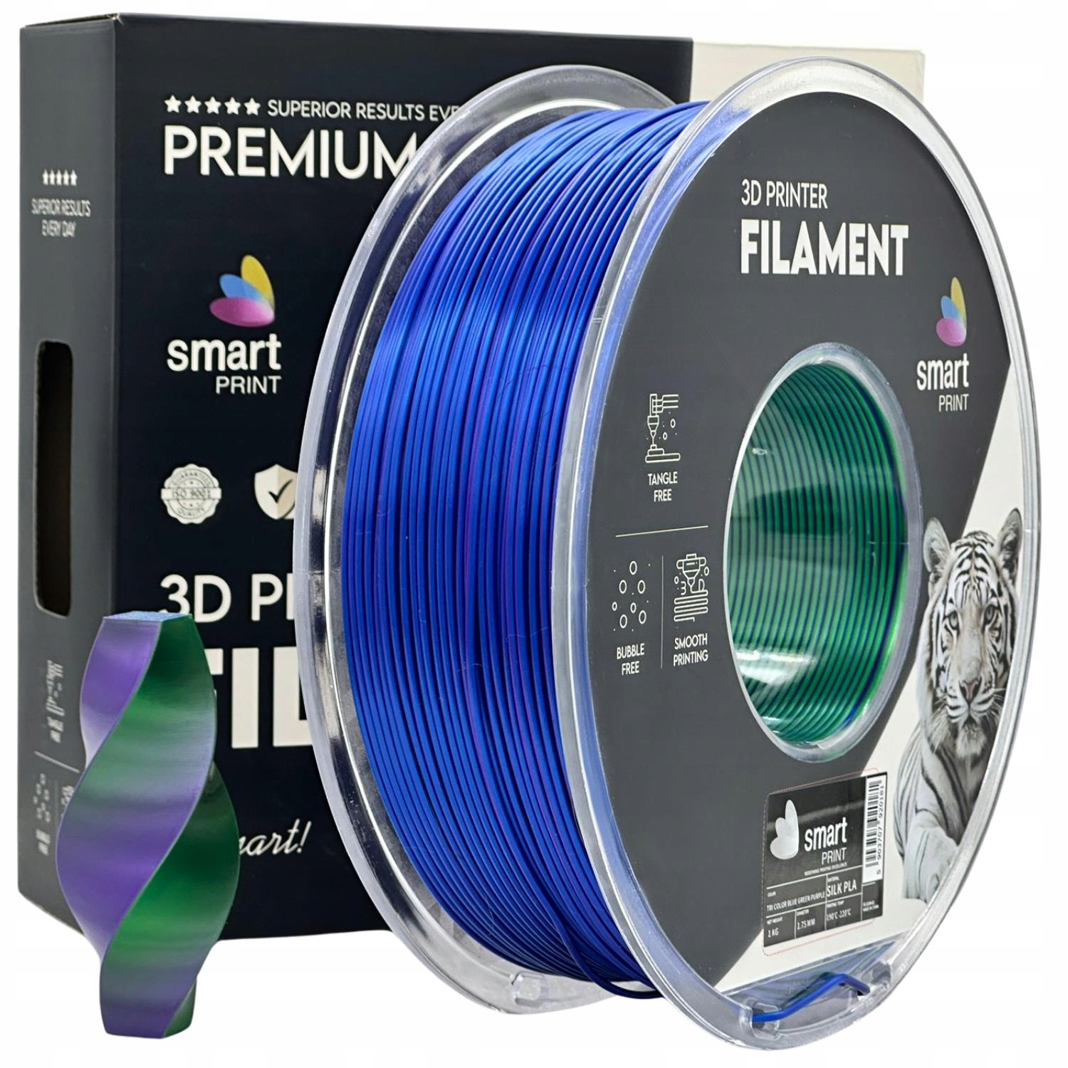 Silk Pla Tri Color blue green purple Smart Print