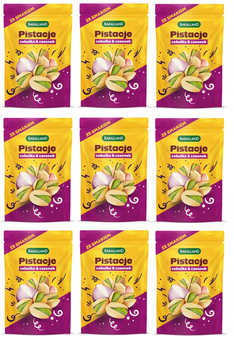 Levně 9 x 170 g Bakalland Pistácie s příchutí Cibulka a Česnek Karton
