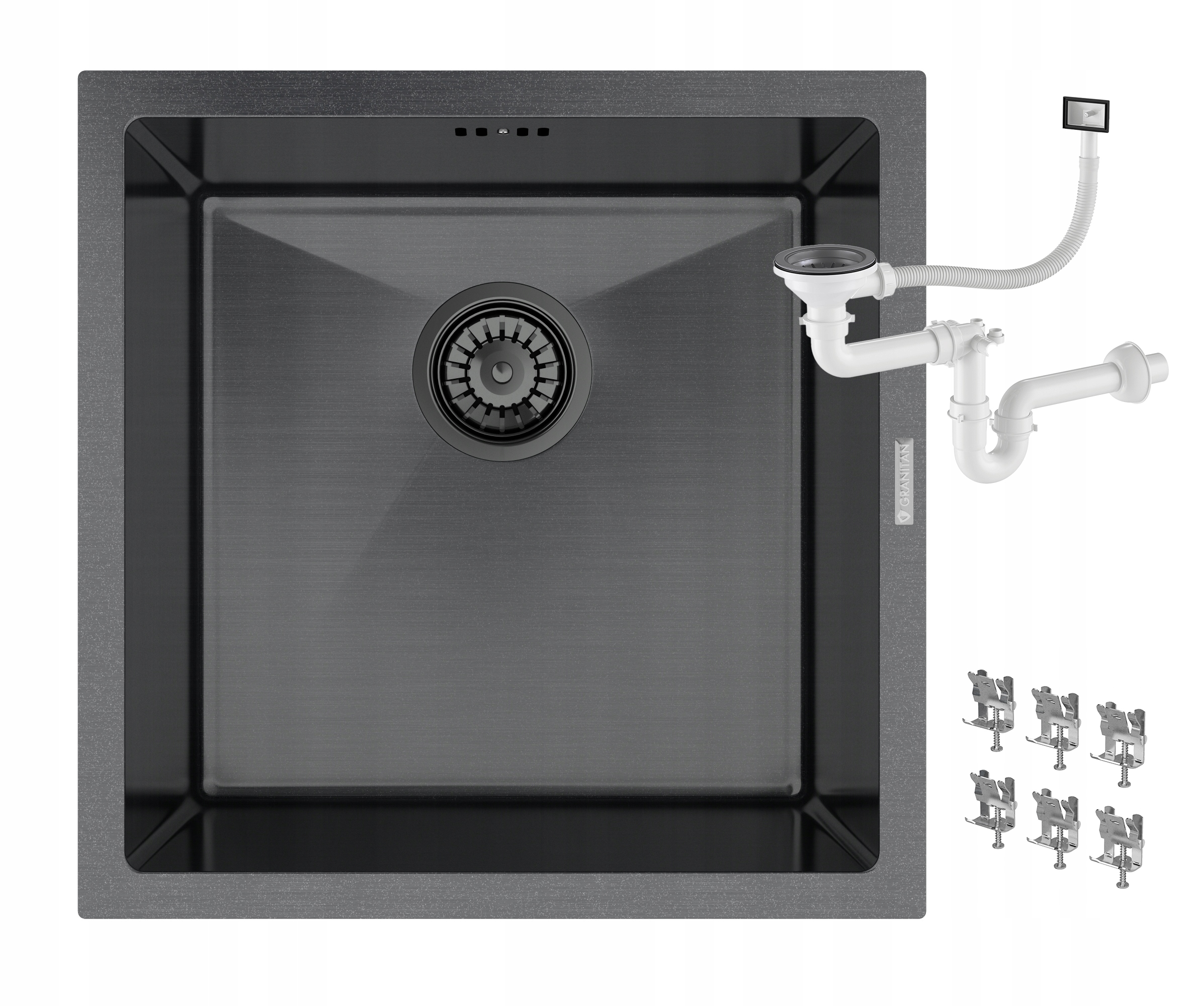 Čierny Oceľový Poddoskový Drez Do Kuchyne, Jednokomorový, Závesný, BARI44