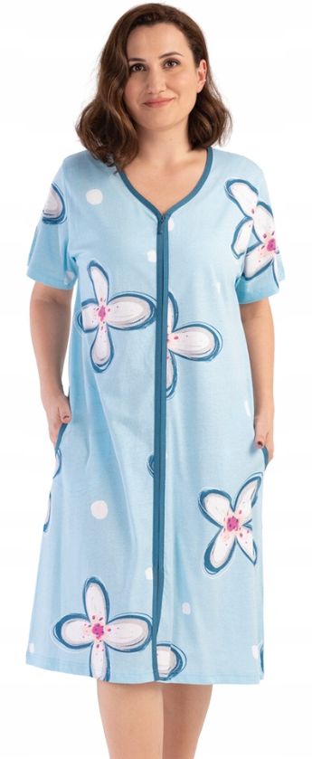 Modrý Župan Na Zip Župan Květiny 3XL