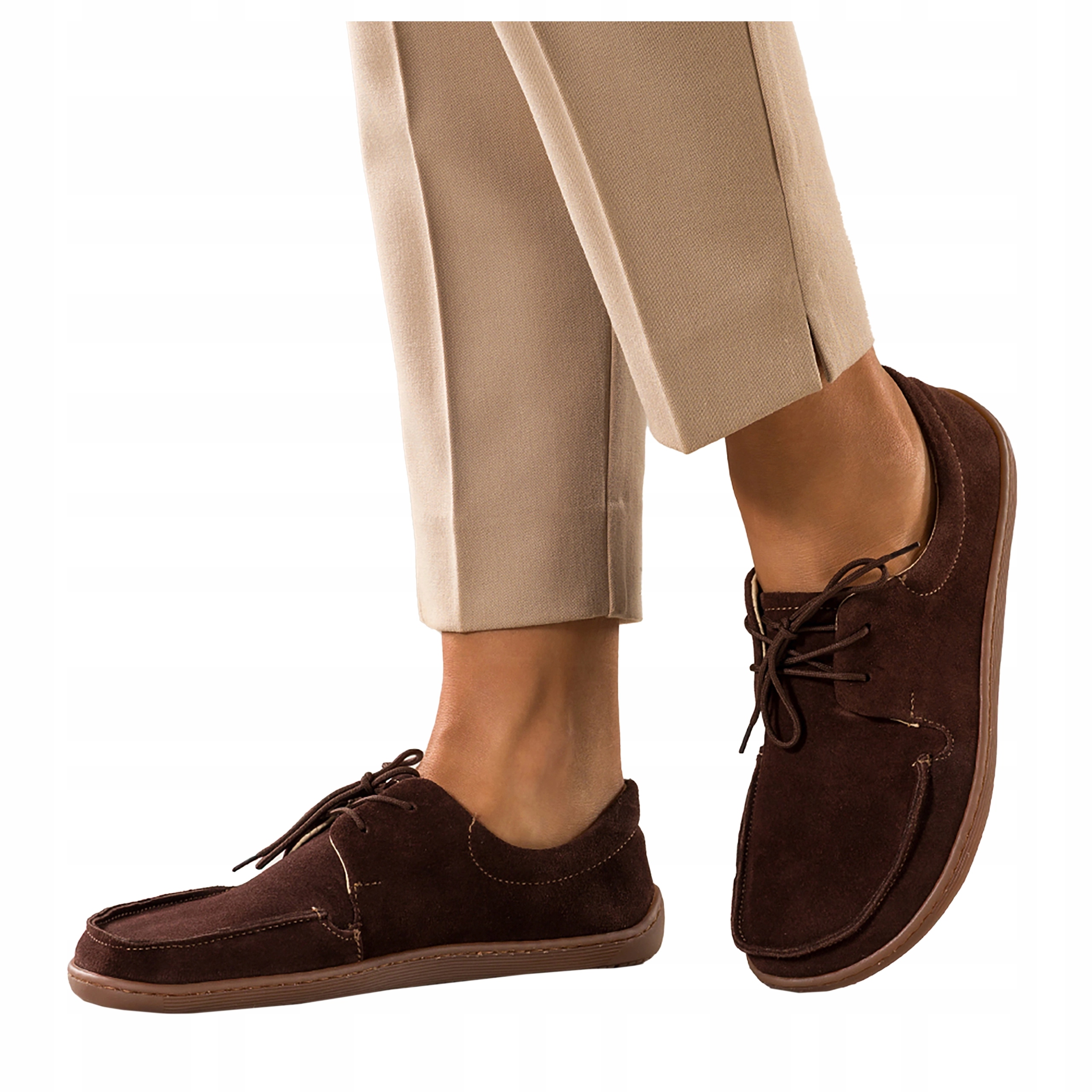 Čokoládové Kožené Polobotky Dámské Barefoot Semišové Široké Modní vel 41