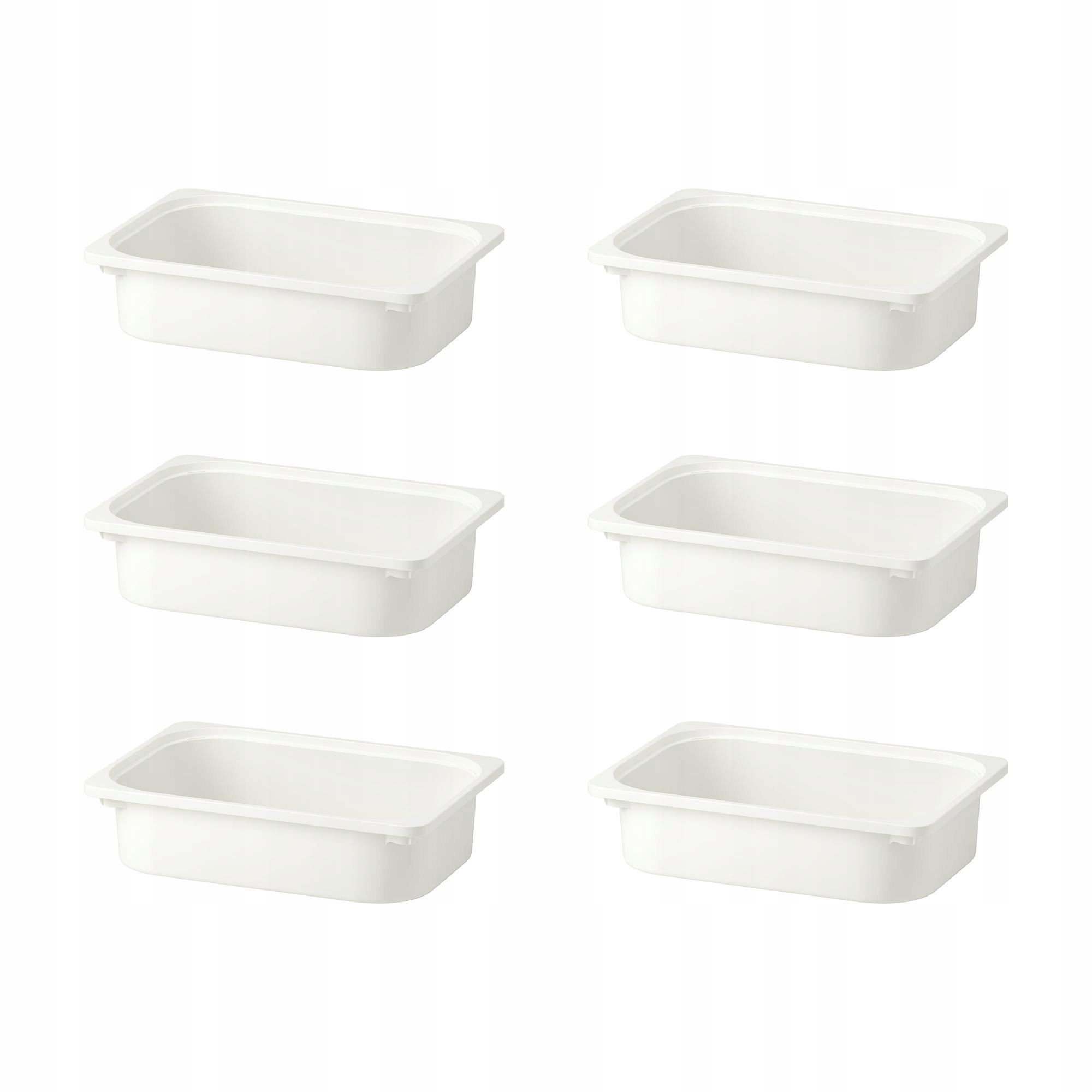 6 szt. Trofast Pojemnik biały 42x30x10 cm do organizacji przestrzeni