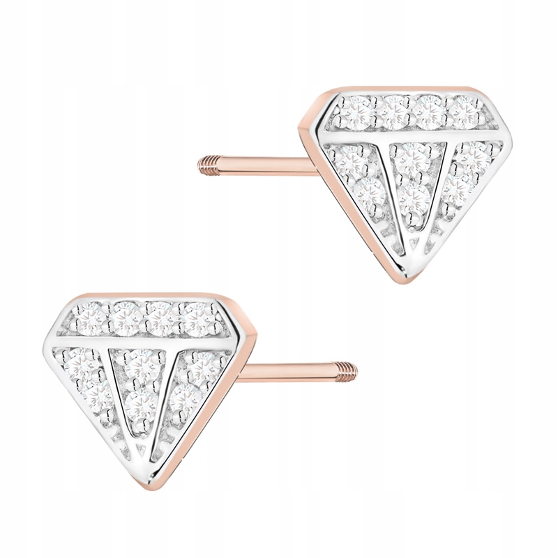 Zlaté Náušnice pr. 585 Tužka ve tvaru briliantů s diamanty 0,10 ct