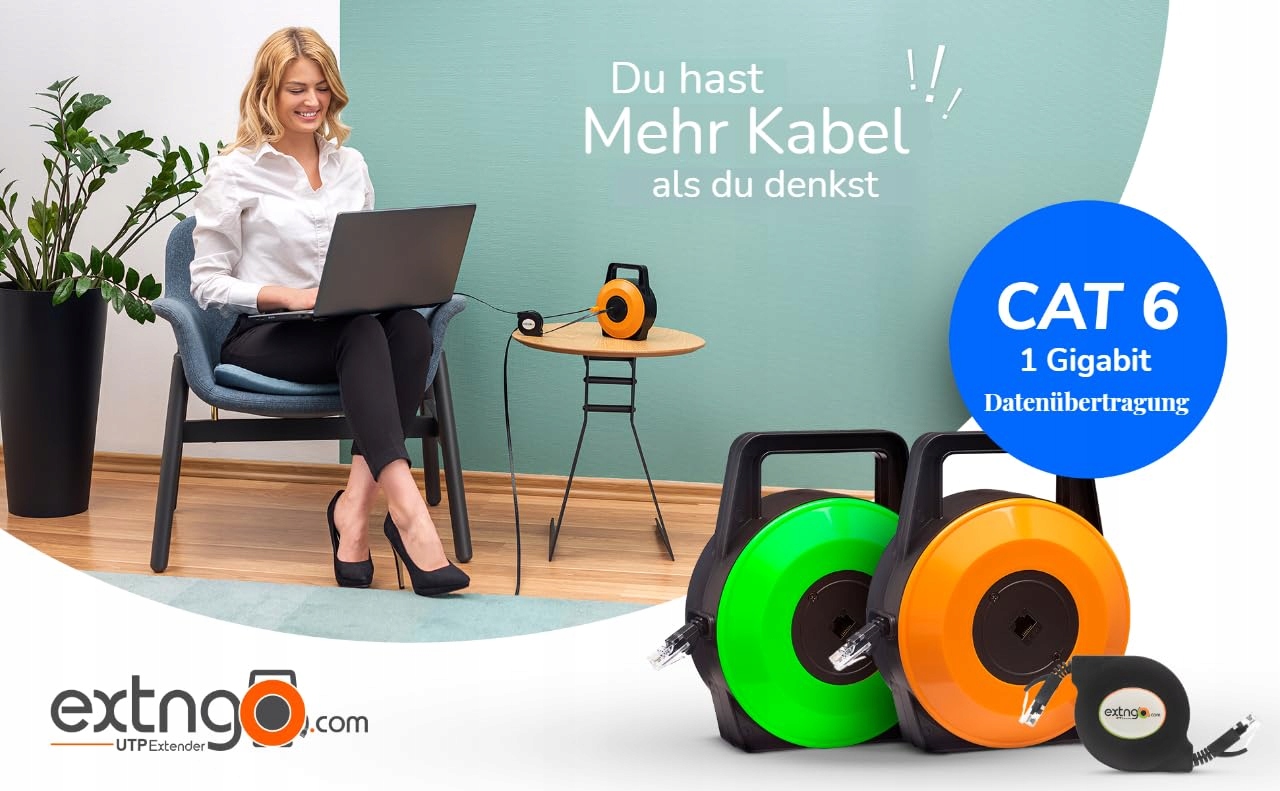 EXTNGO Kabel Ethernet 15m CAT6 Płaski Internet 1 Gbit/s RJ45 UTP — miniatura 6