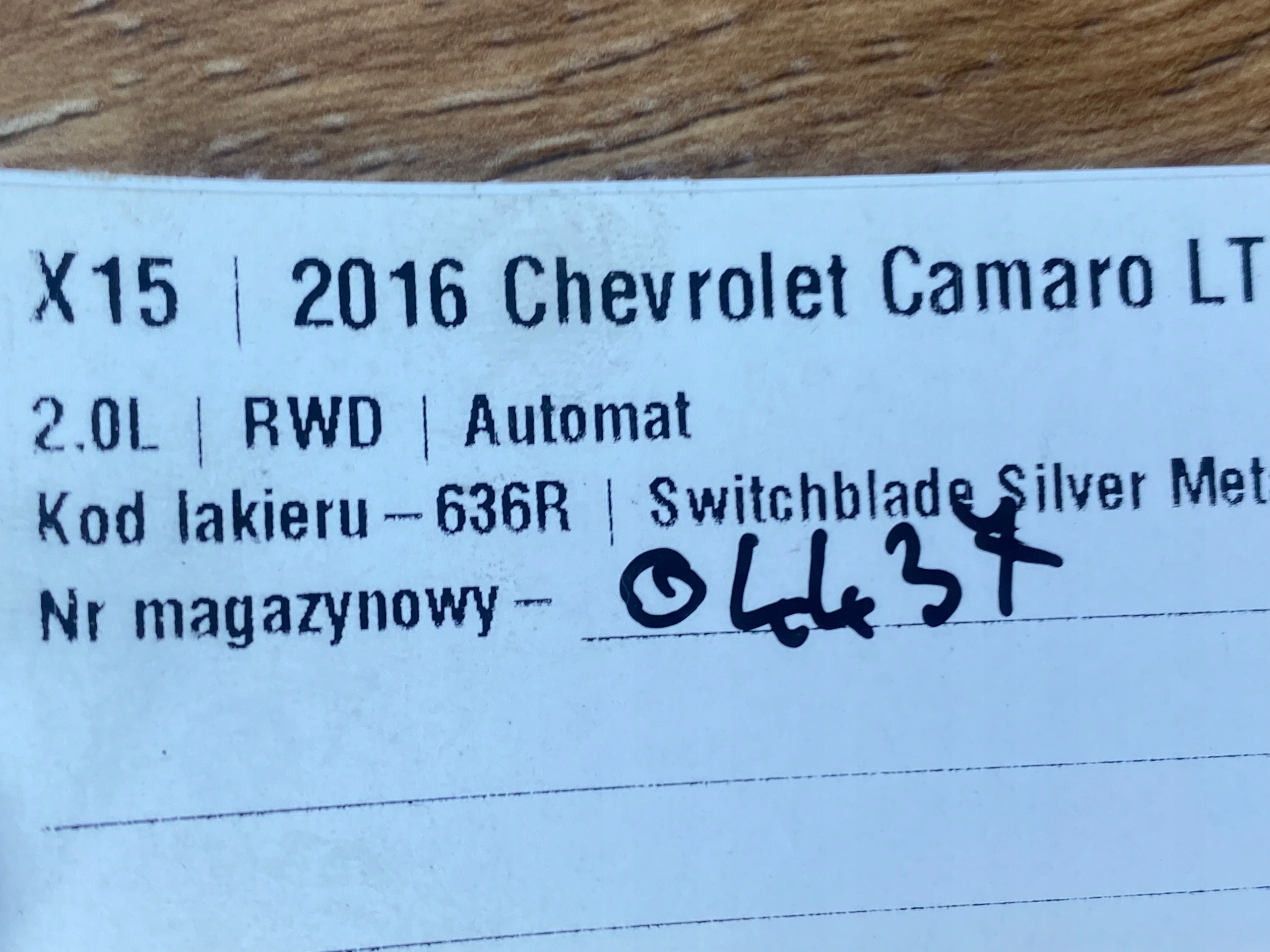 Kabel prijenos masowy Chevrolet Camaro 2016+ USA