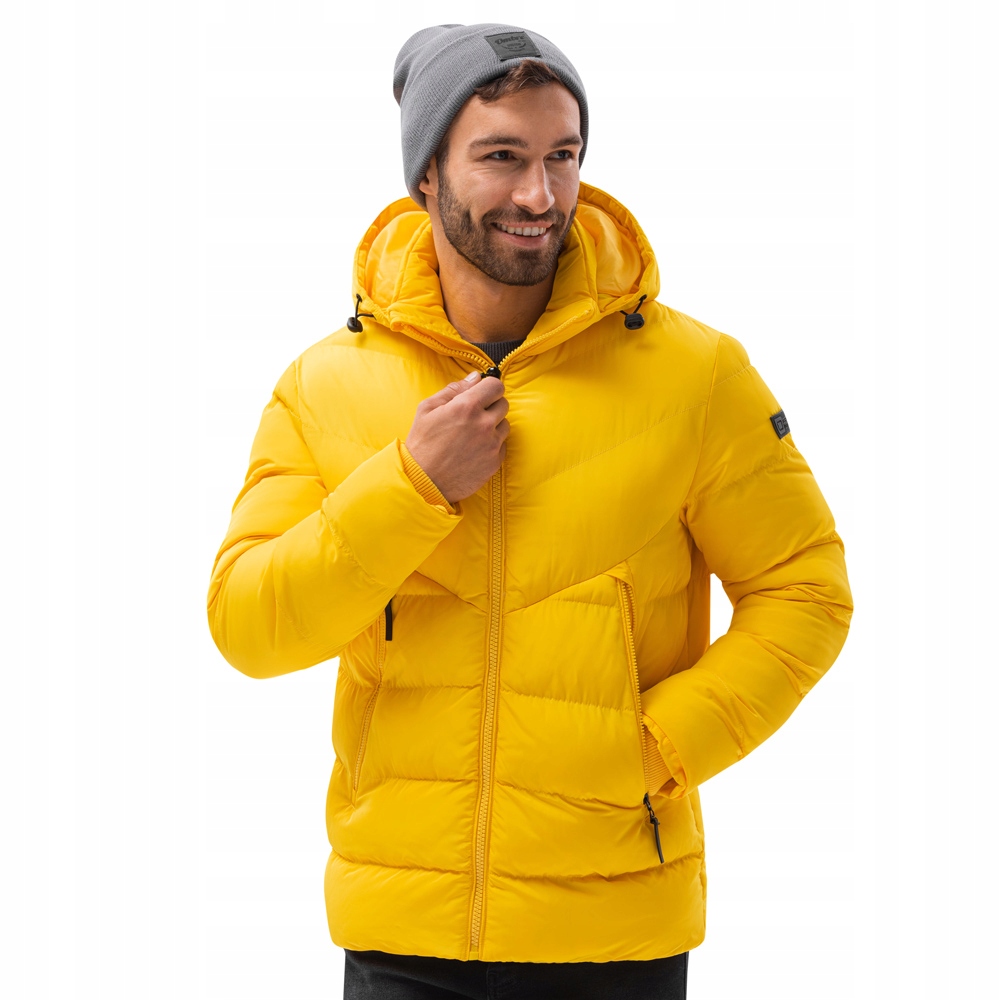 

Kurtka męska zimowa z kapturem C519 żółta L