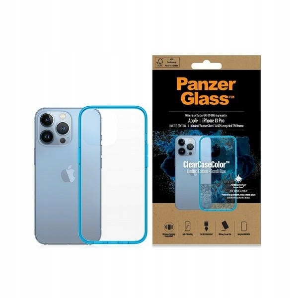 Kryt PanzerGlass ClearCase pro Apple iPhone 13 Pro, vojenská kvalita, Pouzdro Bondi Blue