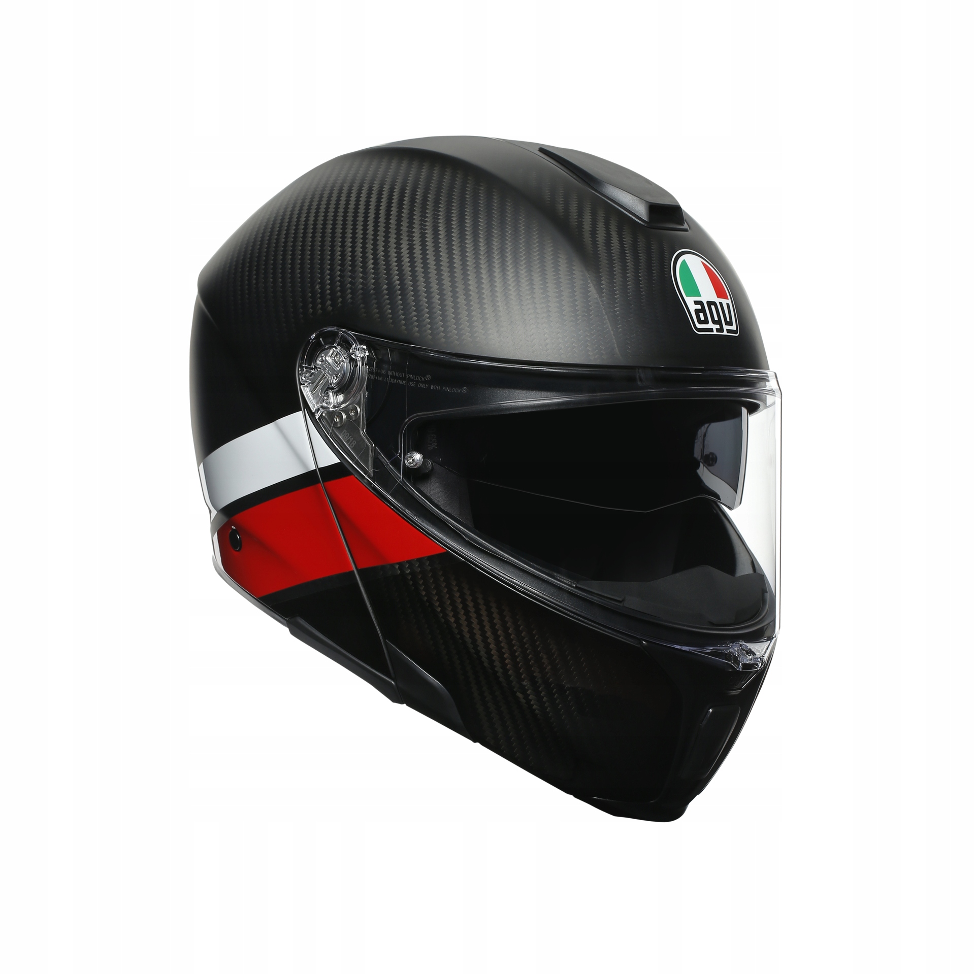 Motocyklová vyklápacia prilba Agv Sportmodular Ray Layer Carbon/Červená Xxs