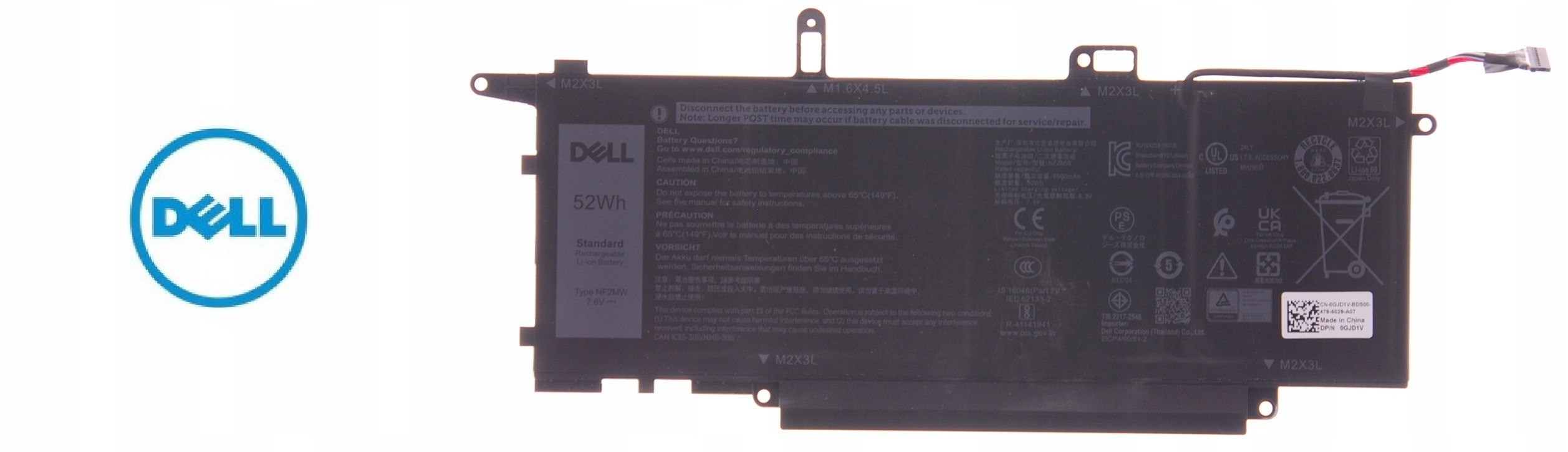 Batéria Dell NF2MW 52Wh 7.6V pre Latitude 7400 2-In-1, Latitude 9410 2-in-1