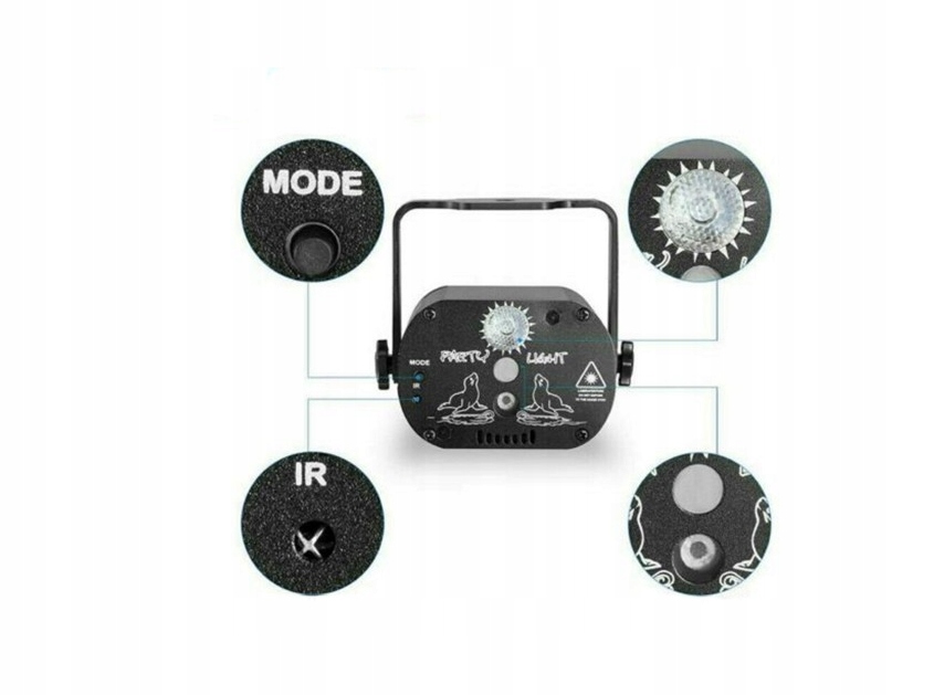 PROJEKTOR LASEROWY DYSKOTEKOWY ŚWIATŁA LED USB Kod producenta 205959