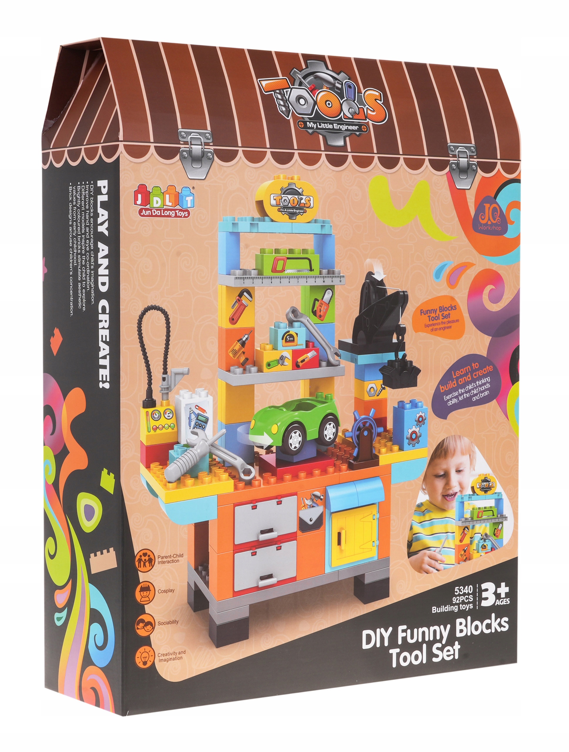 DUŻY ZESTAW KLOCKÓW JDLT 92 EL WARSZTAT SAMOCHODOWY Certyfikaty, opinie, atesty CE EN 71