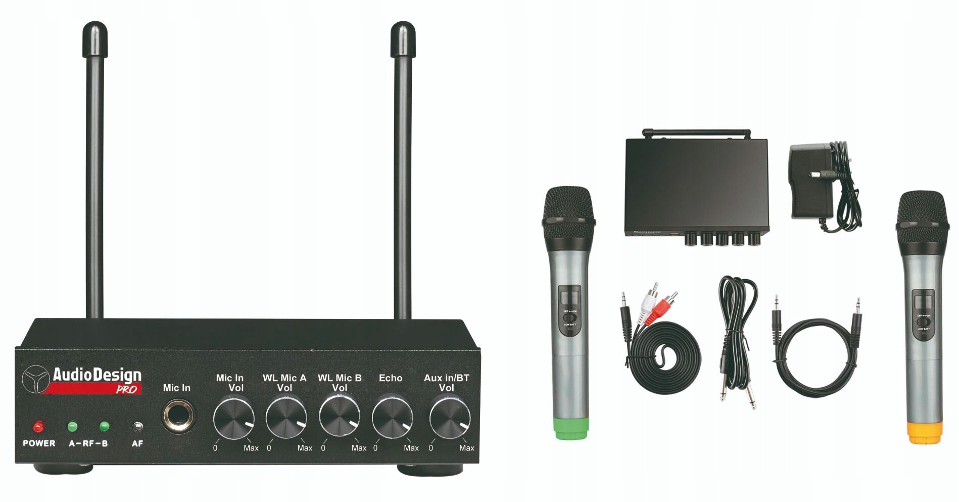 AudioDesign Pmu 502M mini mixpult se dvěma bezdrátovými mikrofony