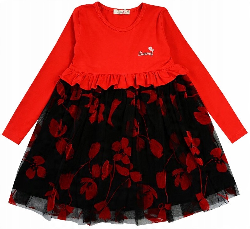 

Elegancka Sukienka Tiul Aksamitne Kwiaty 104 J176Z
