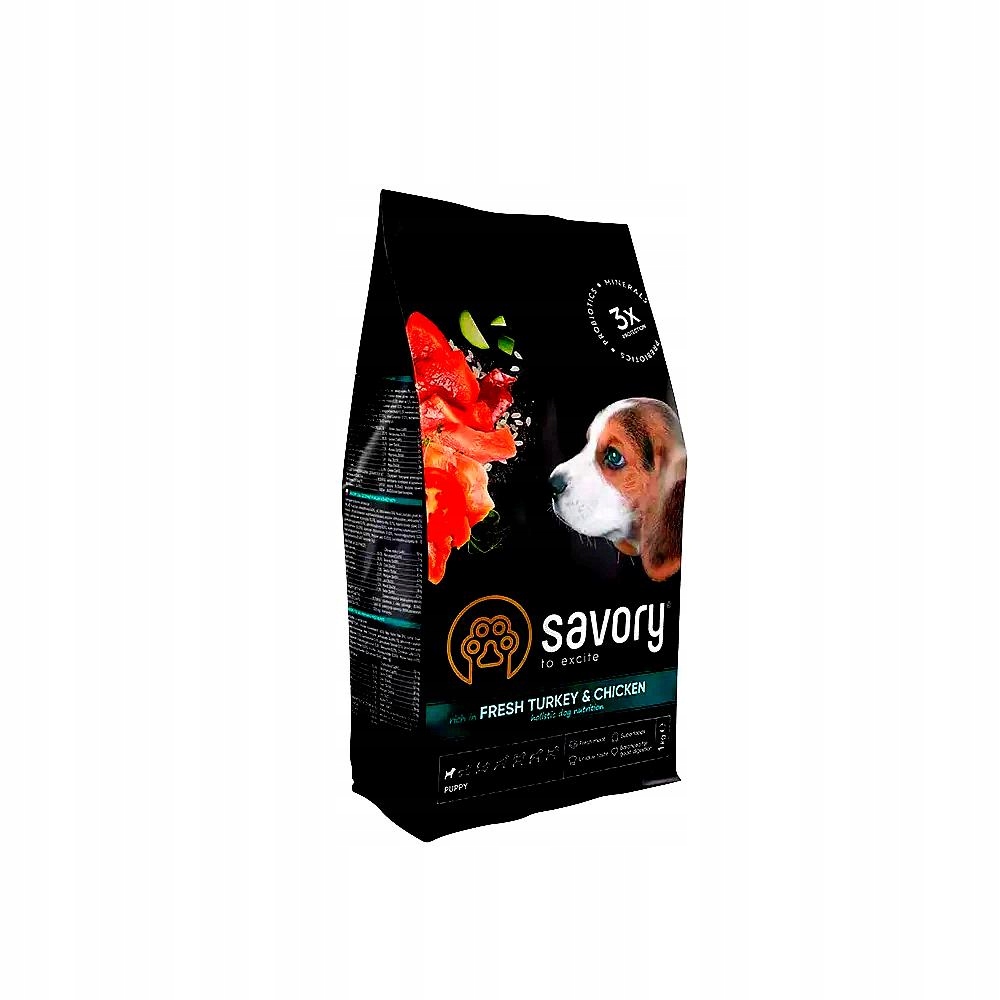 Levně Savory suché krmivo pro štěňata krůta a kuře 12 kg