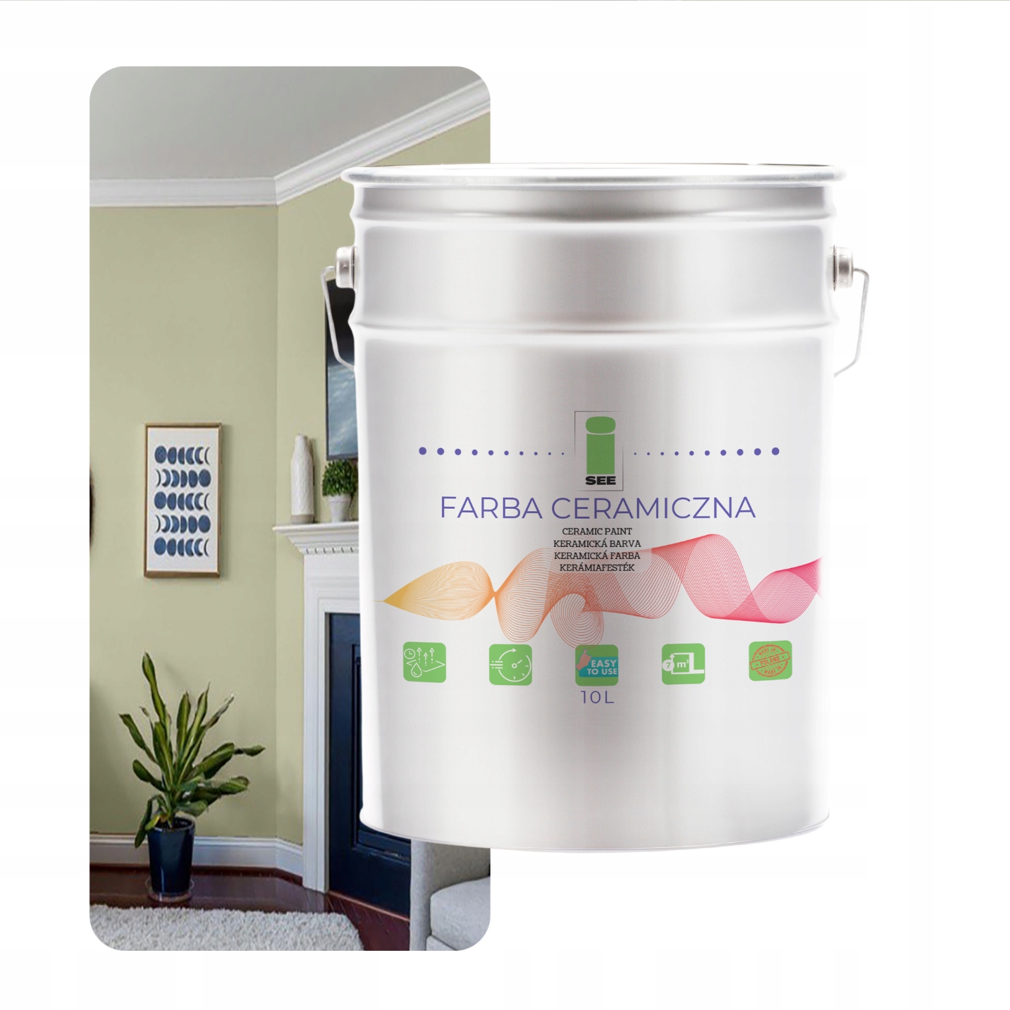 Keramická Umývateľná Zelená Jemná Farba Na Steny 10 L Odolná Voči Škvrnám