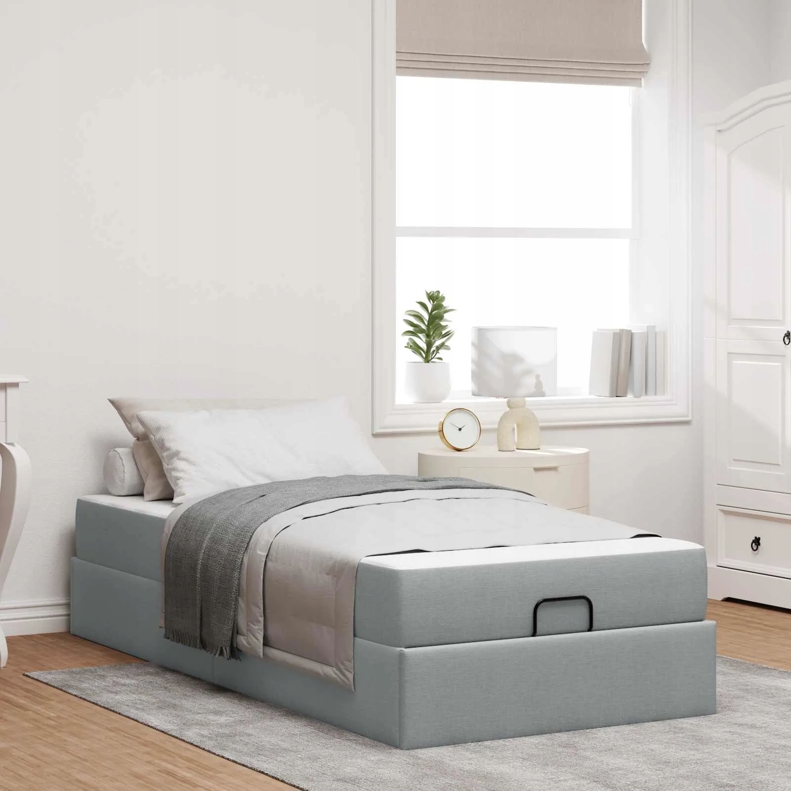 vidaXL Rám postele s matrací s matrací 2 pcs Světle šedá textil