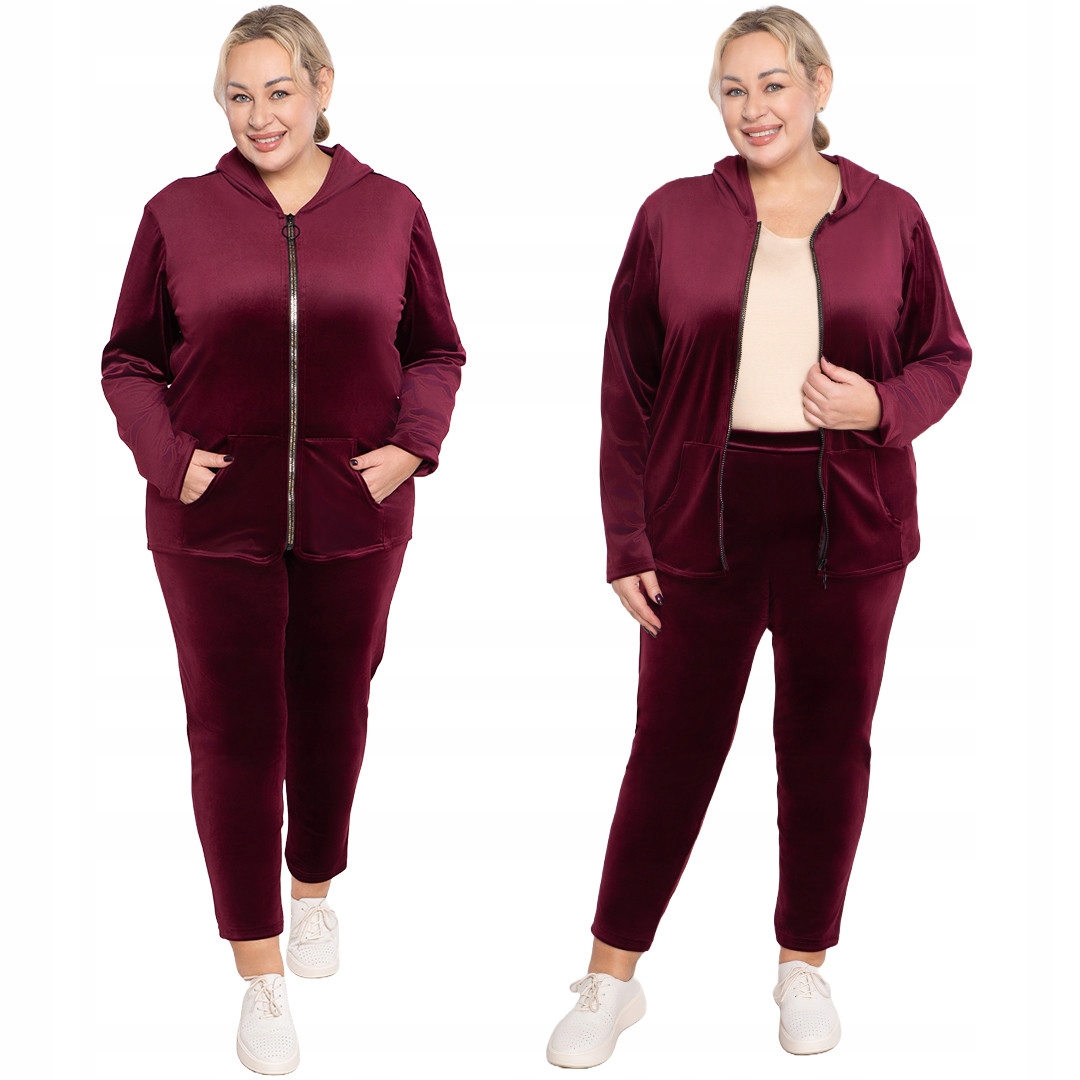 Velurový teplákovka v vínové barvě 58