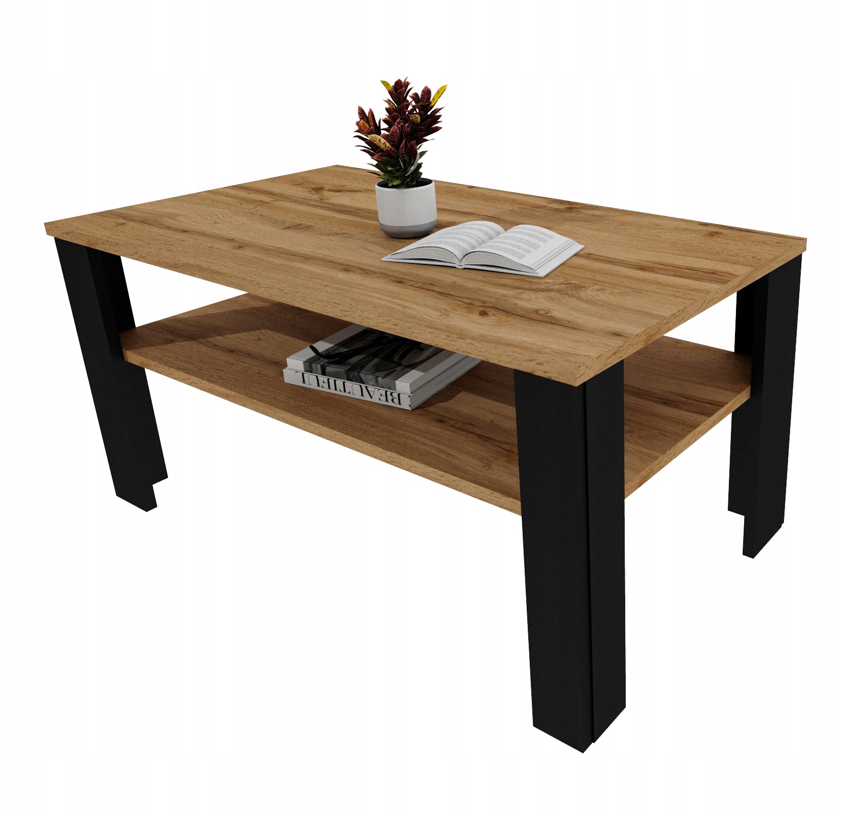 Stolek do obývacího pokoje Lara konferenční stůl lavice 96 cm velká dub Wotan_černá