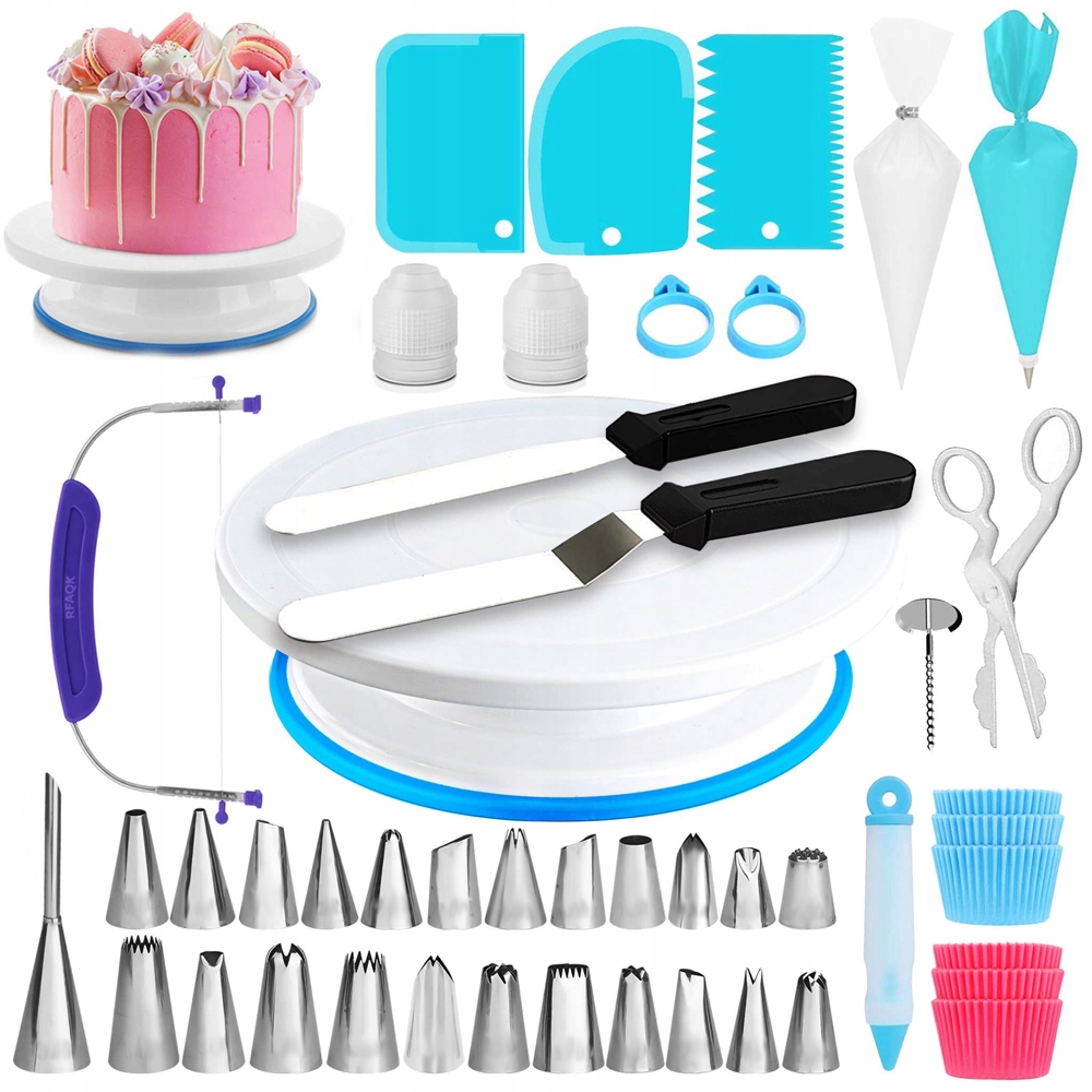 Levně Otočný Dortový Stojan Otočný talíř Špachtle Příslušenstvím pro dort 130 Ks