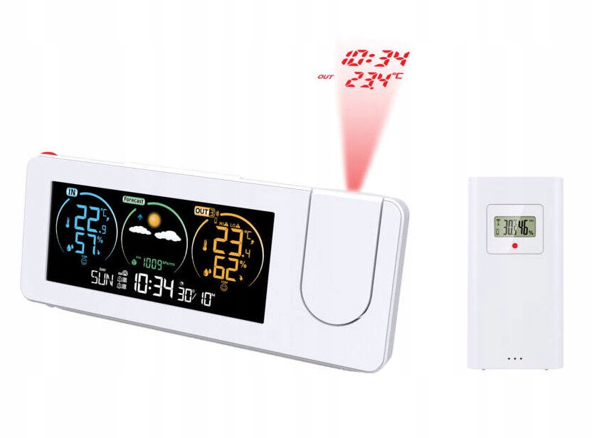 Meteorologická Stanice S Projektorem Jvd RB3538.2 2 Alarmy Sonda Barometr Komfort