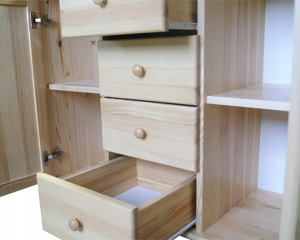 KREDENS KUCHENNY DREWNIANY SOSNOWY WITRYNA KOLORY Marka inna