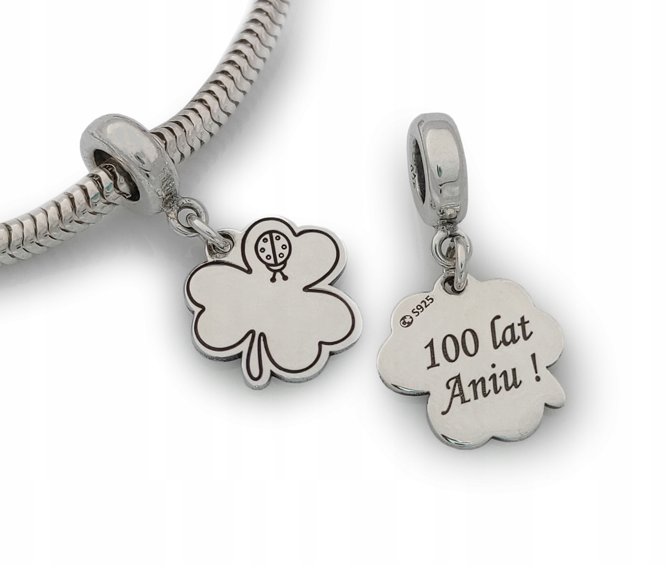 

Charms koniczynka na szczęście srebro 925 + Grawer